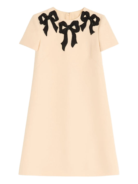 bow-embroidered mini dress