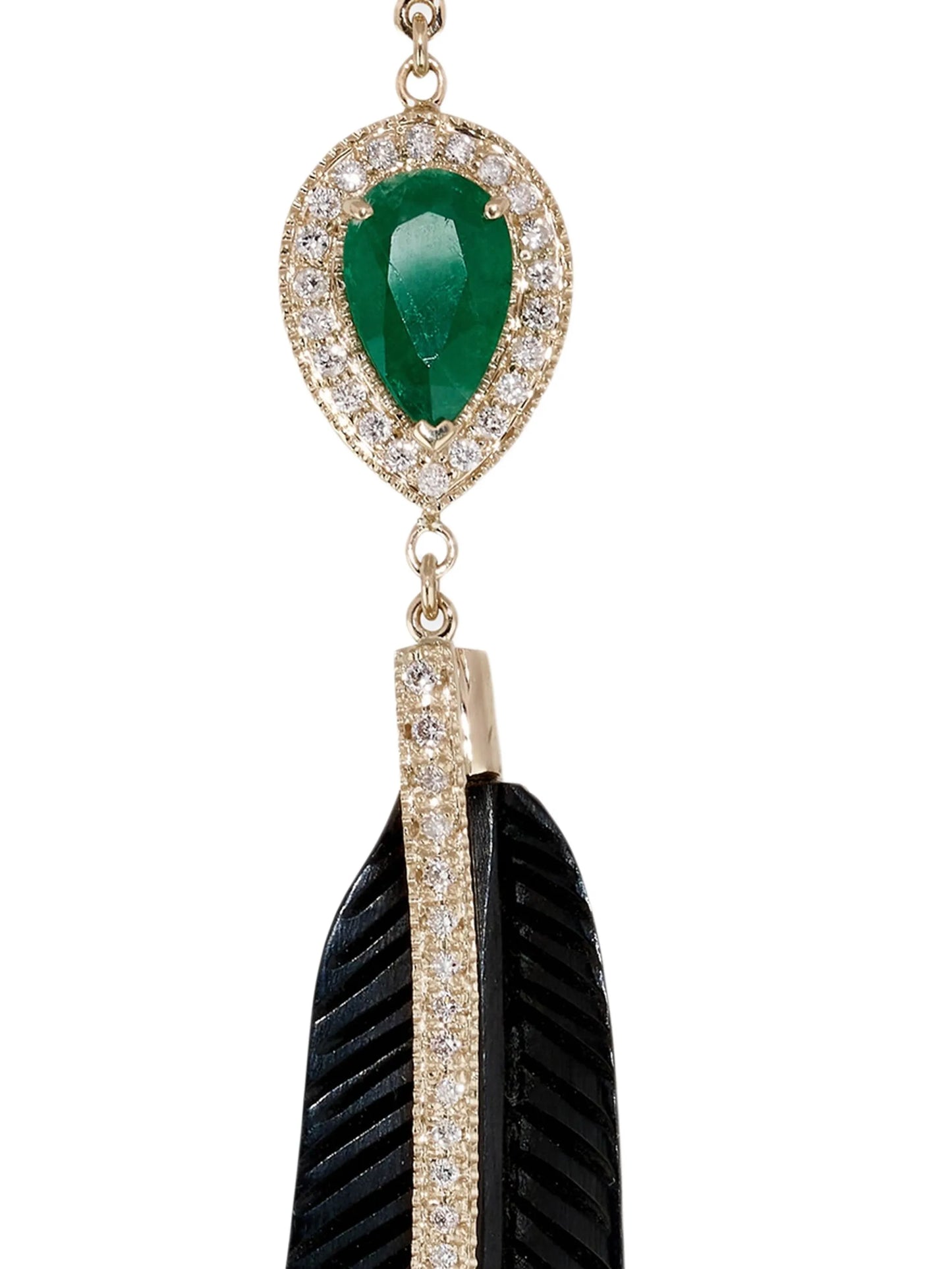 14CT yellow gold Sophia diamond emerald earrings
