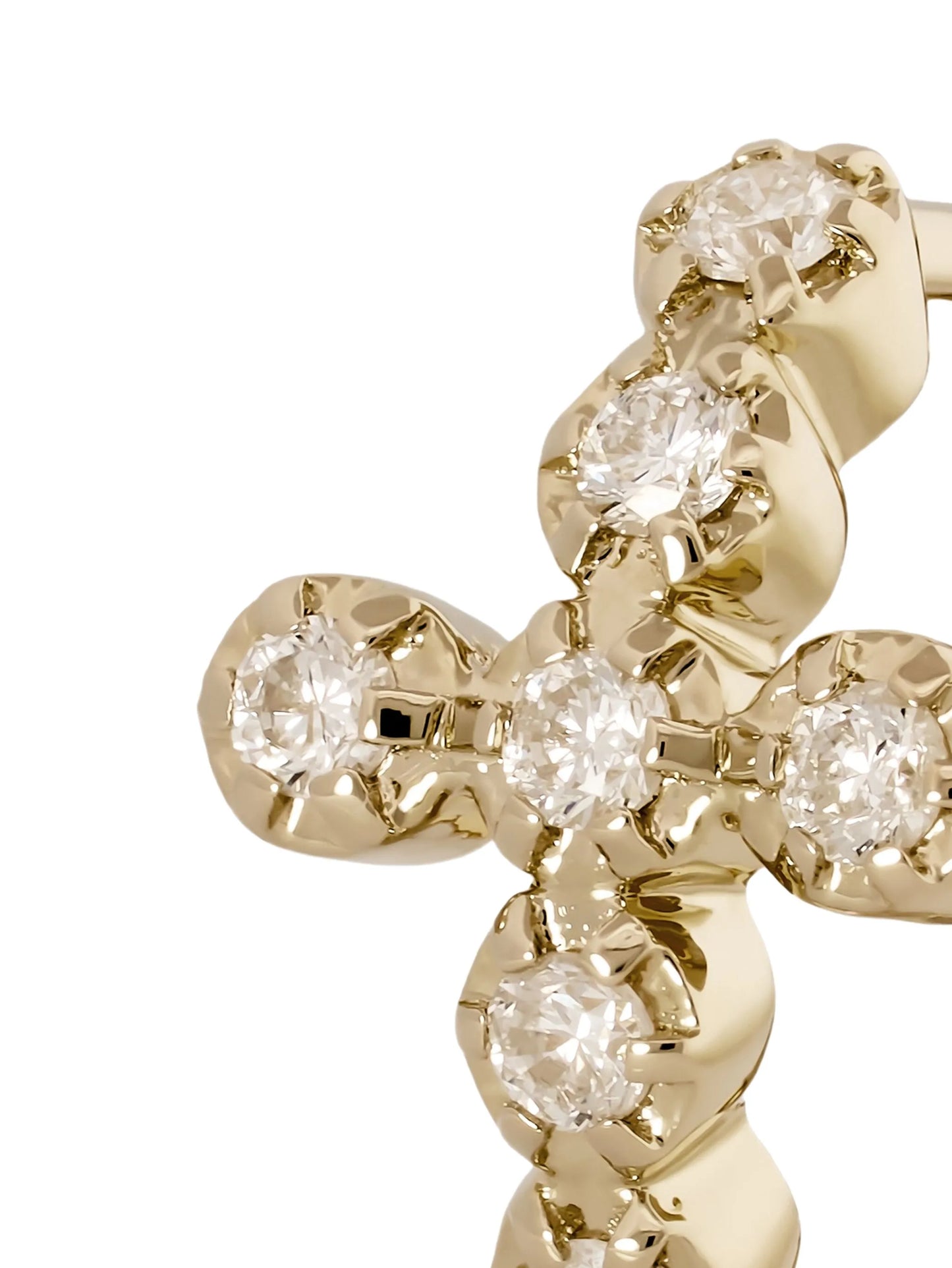 14CT yellow gold Cross diamond hoop earring