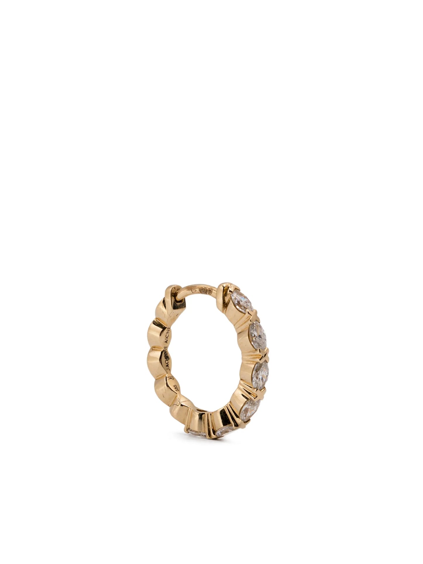 14CT yellow gold diamond mini hoop earrings