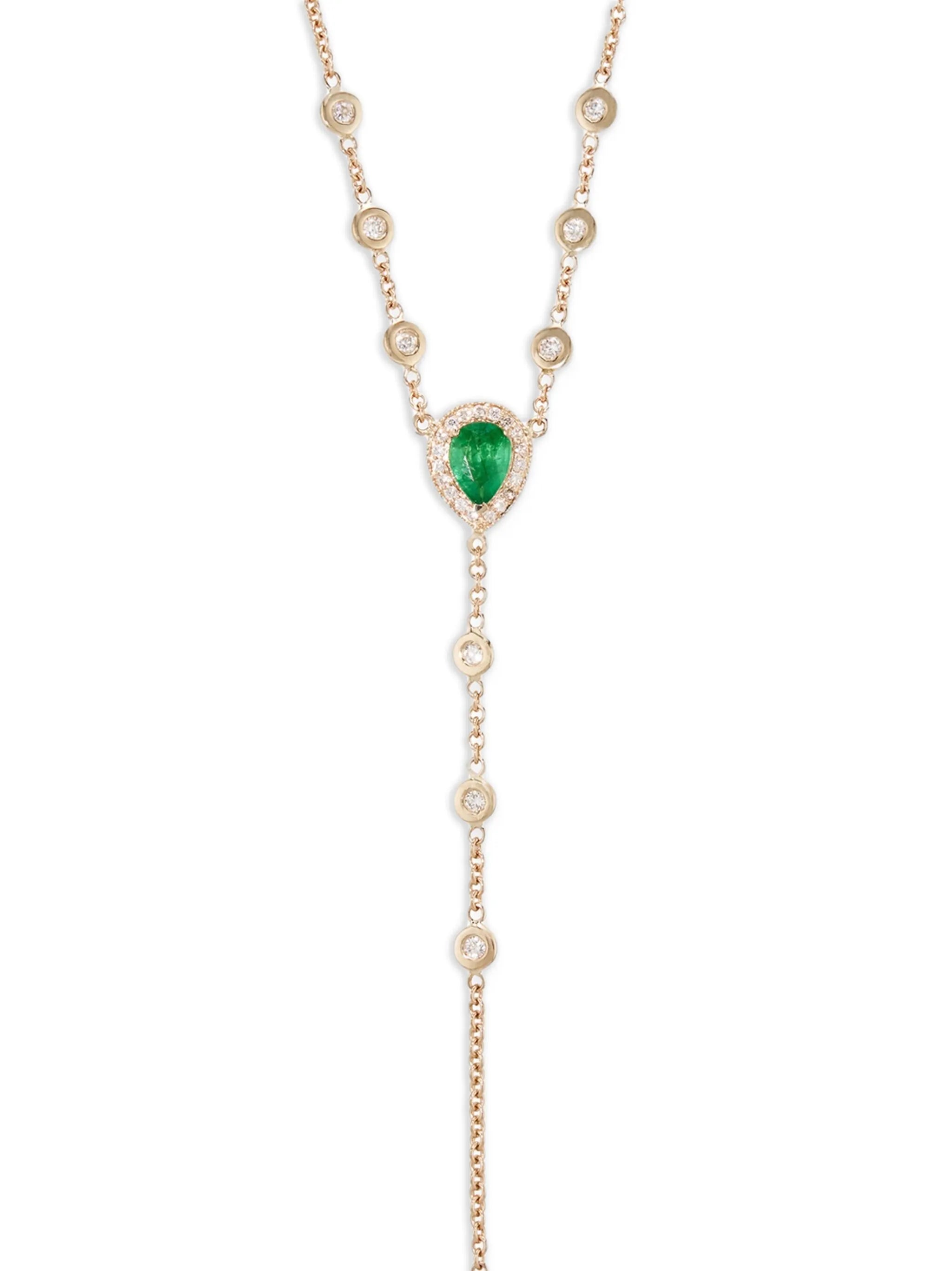 14CT yellow gold emerald diamond bracelet