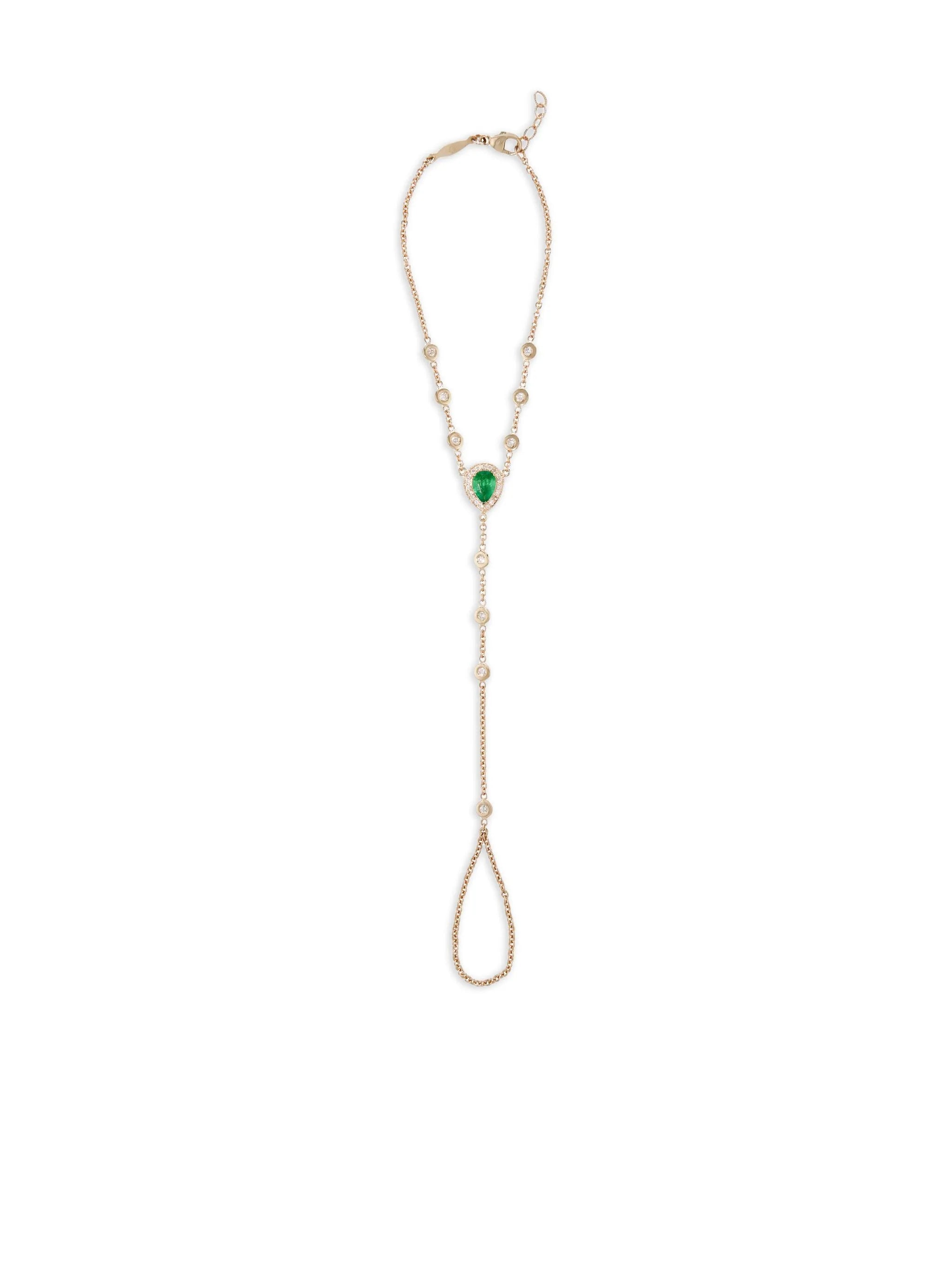 14CT yellow gold emerald diamond bracelet