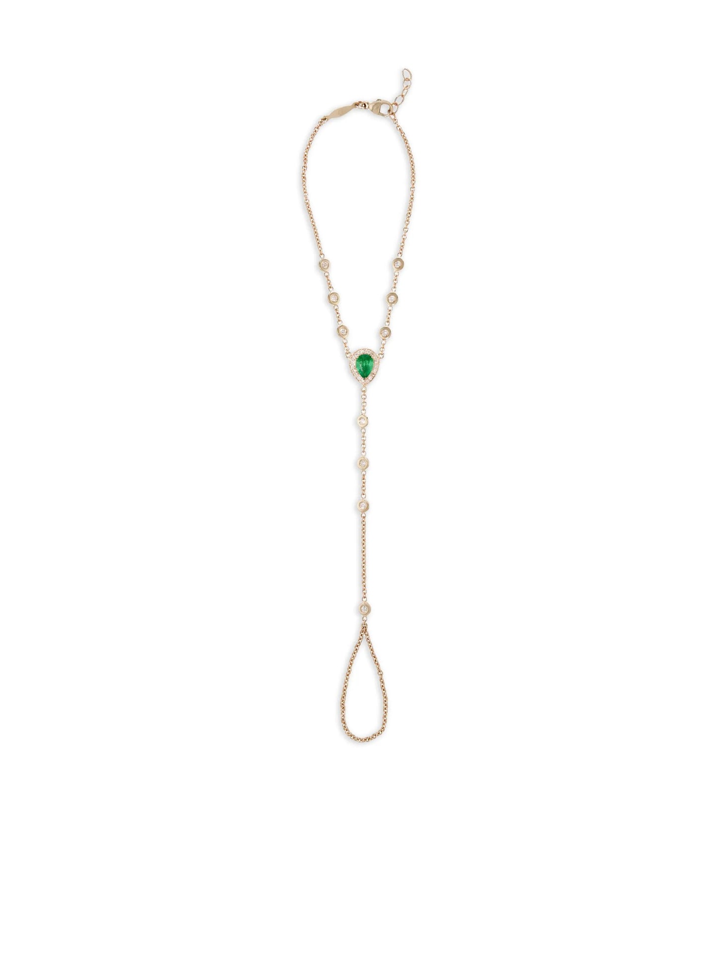 14CT yellow gold emerald diamond bracelet