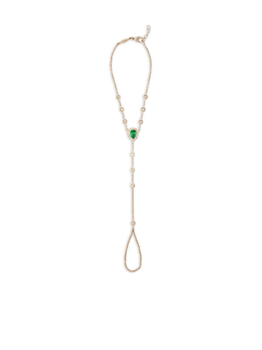 14CT yellow gold emerald diamond bracelet