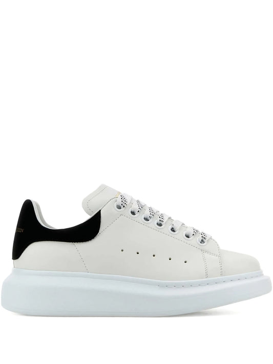 leather suede-heel sneakers