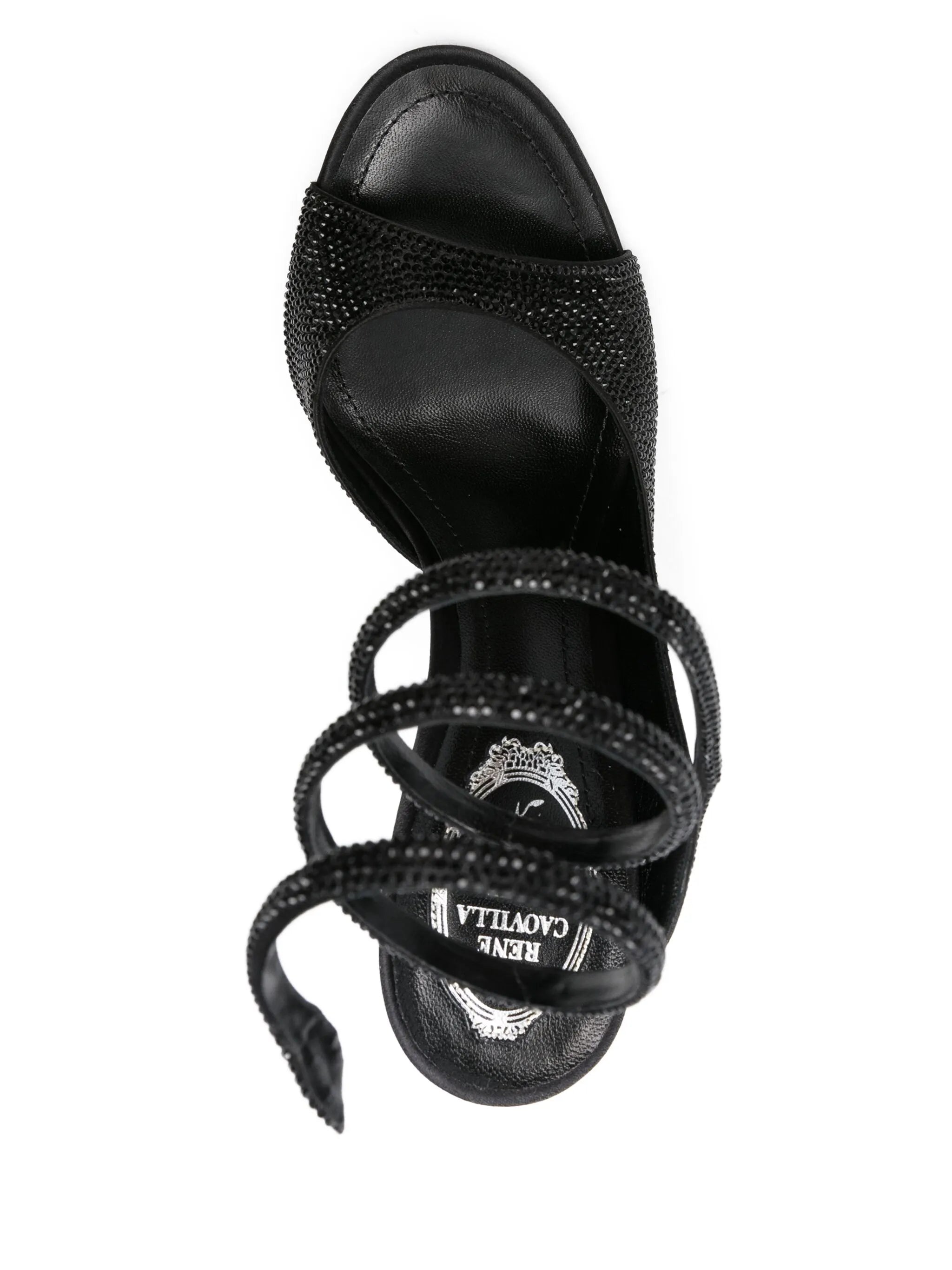 105mm crystal-embellished spiral-wrap sandals