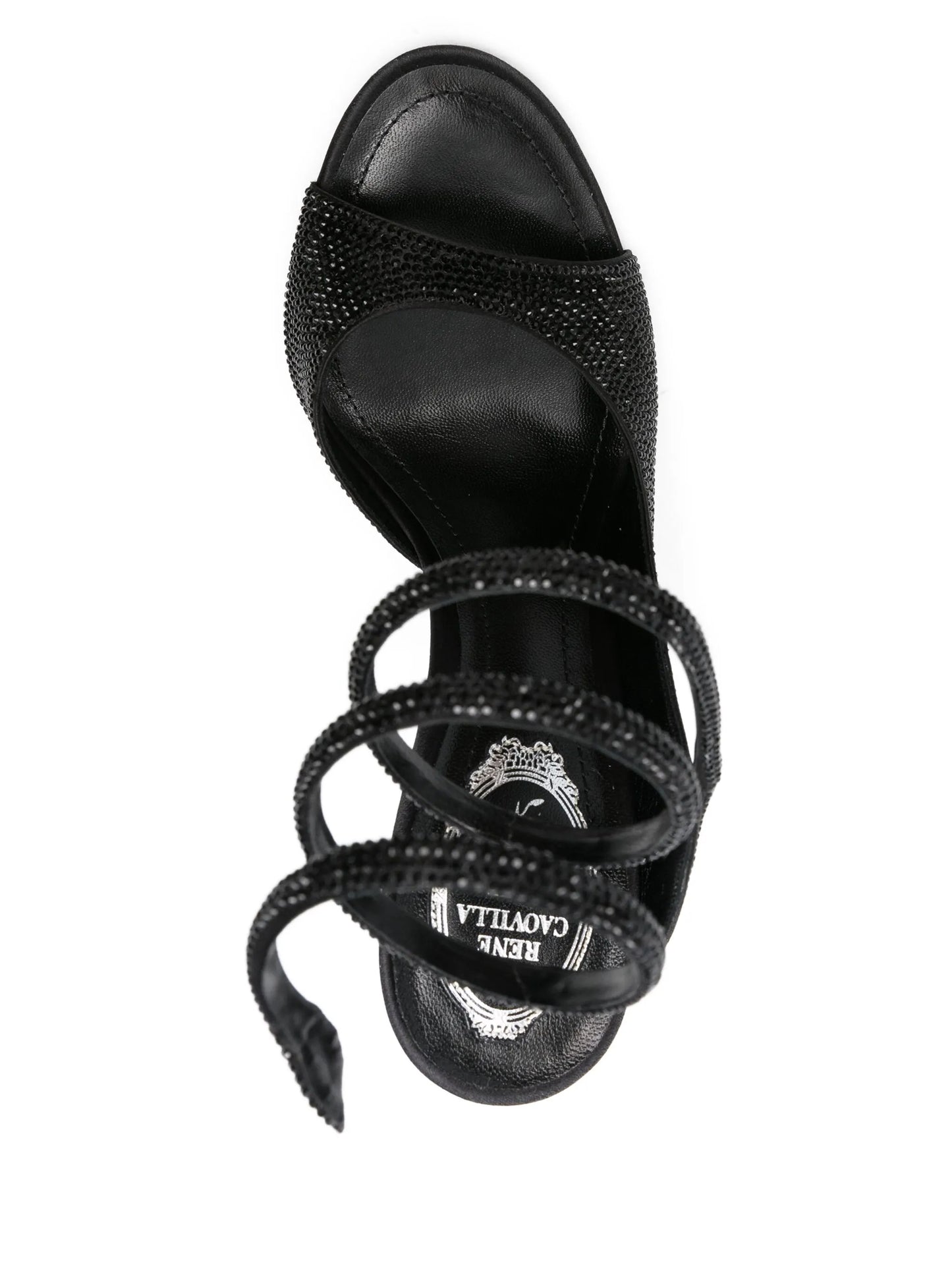 105mm crystal-embellished spiral-wrap sandals