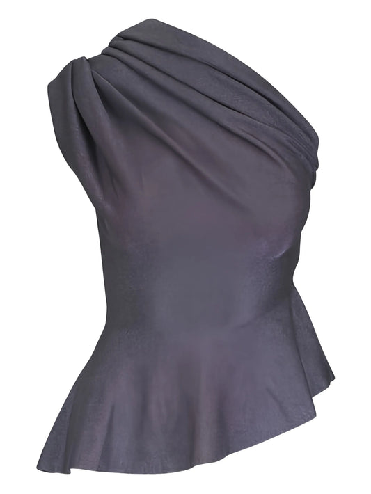 one-shoulder ruffled top