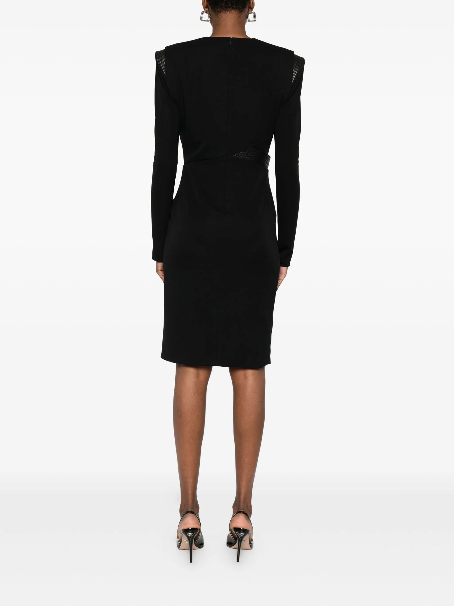 long-sleeved V-necj midi dress
