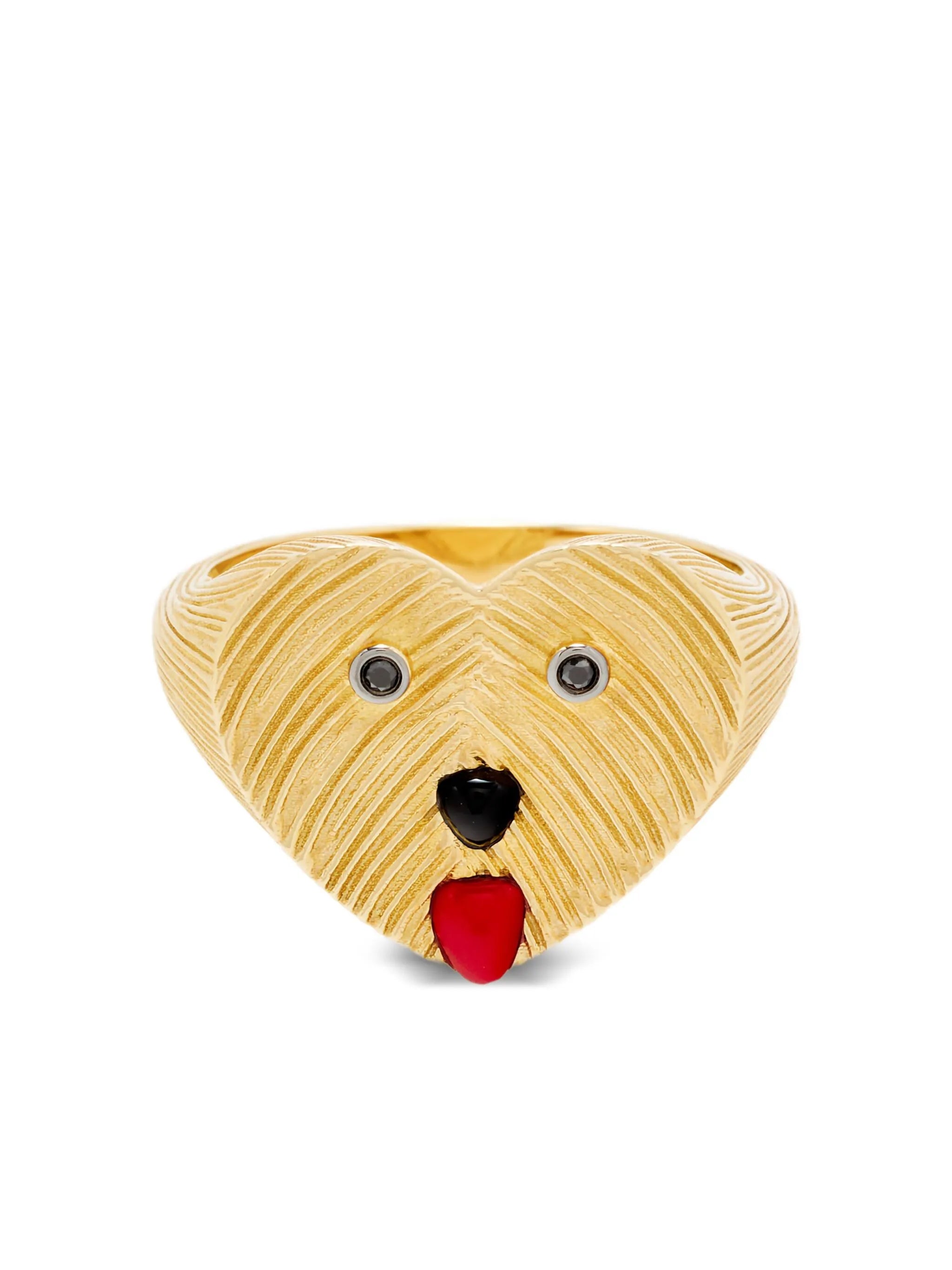 9CT yellow gold dog-embellishment diamond-embellishment ring