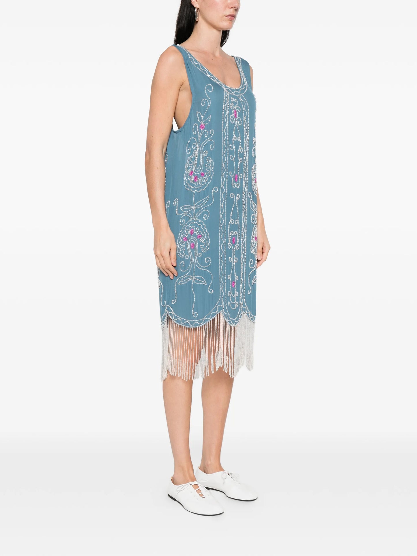beaded-embellishment midi dress