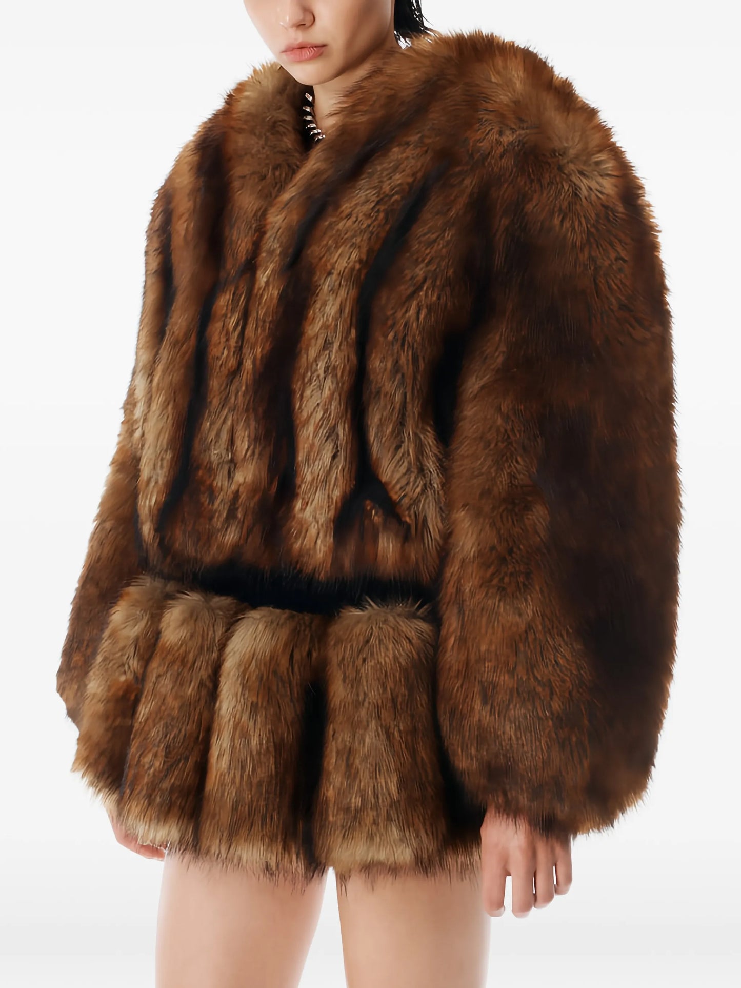 cropped faux-fur jacket