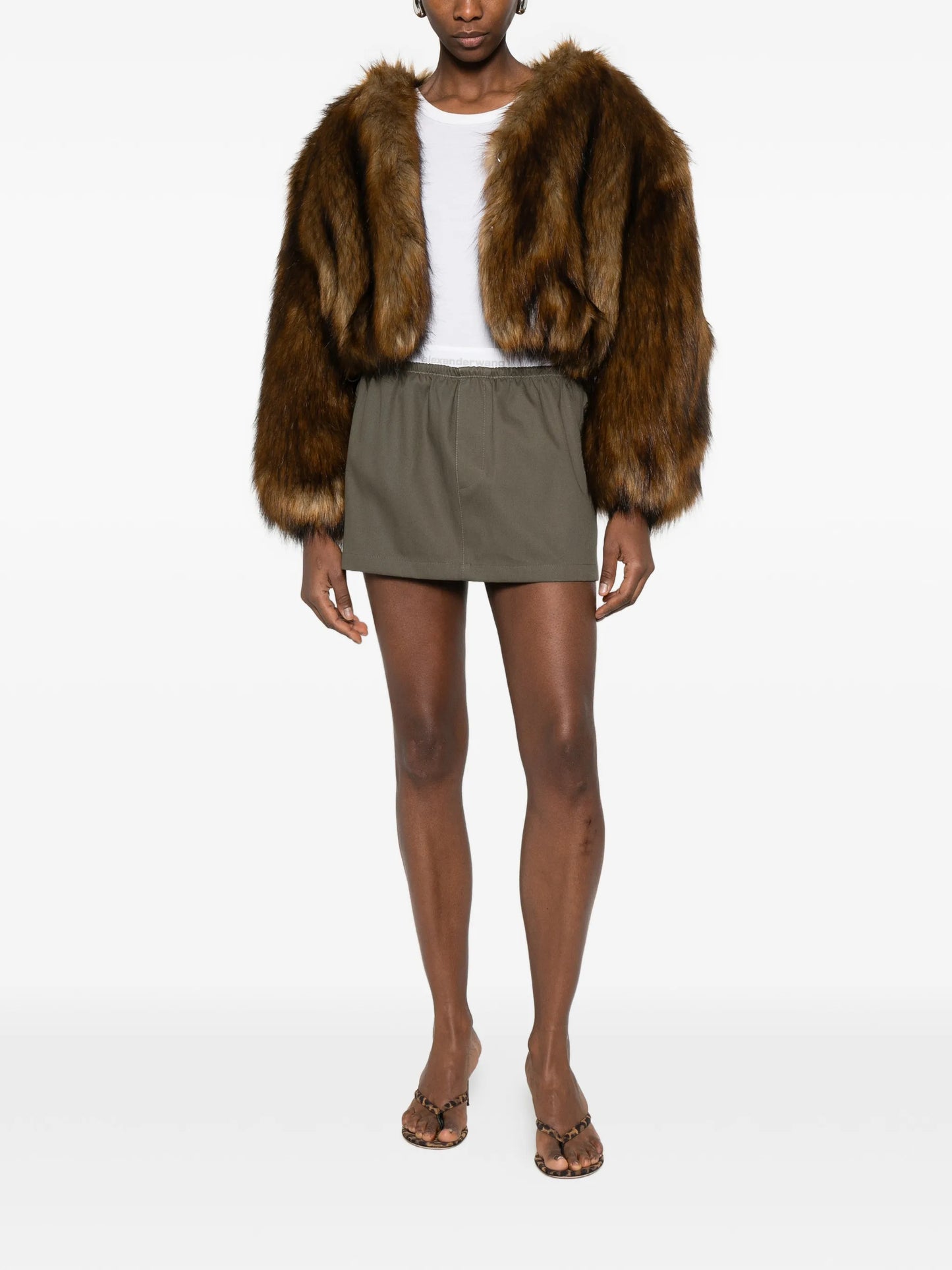double-layer elastic-waistband skirt