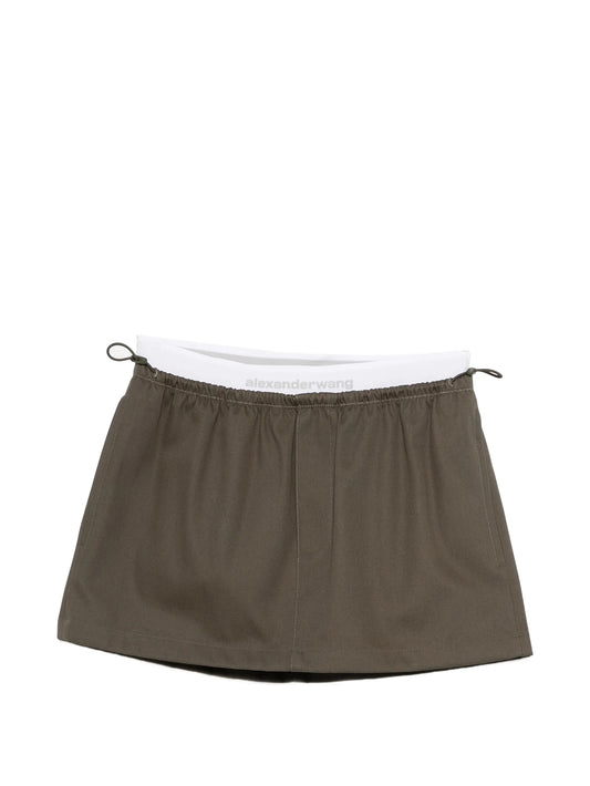 double-layer elastic-waistband skirt