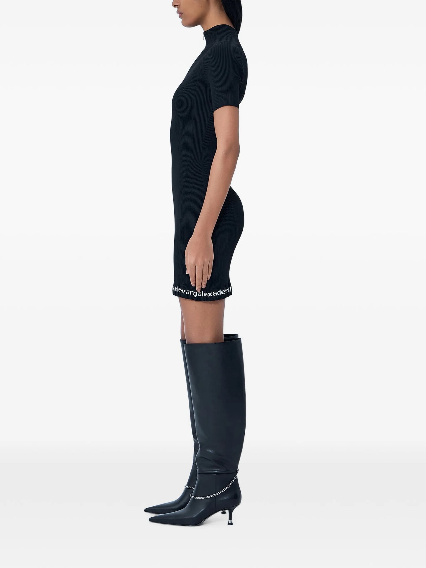 ribbed logo-detail mini dress