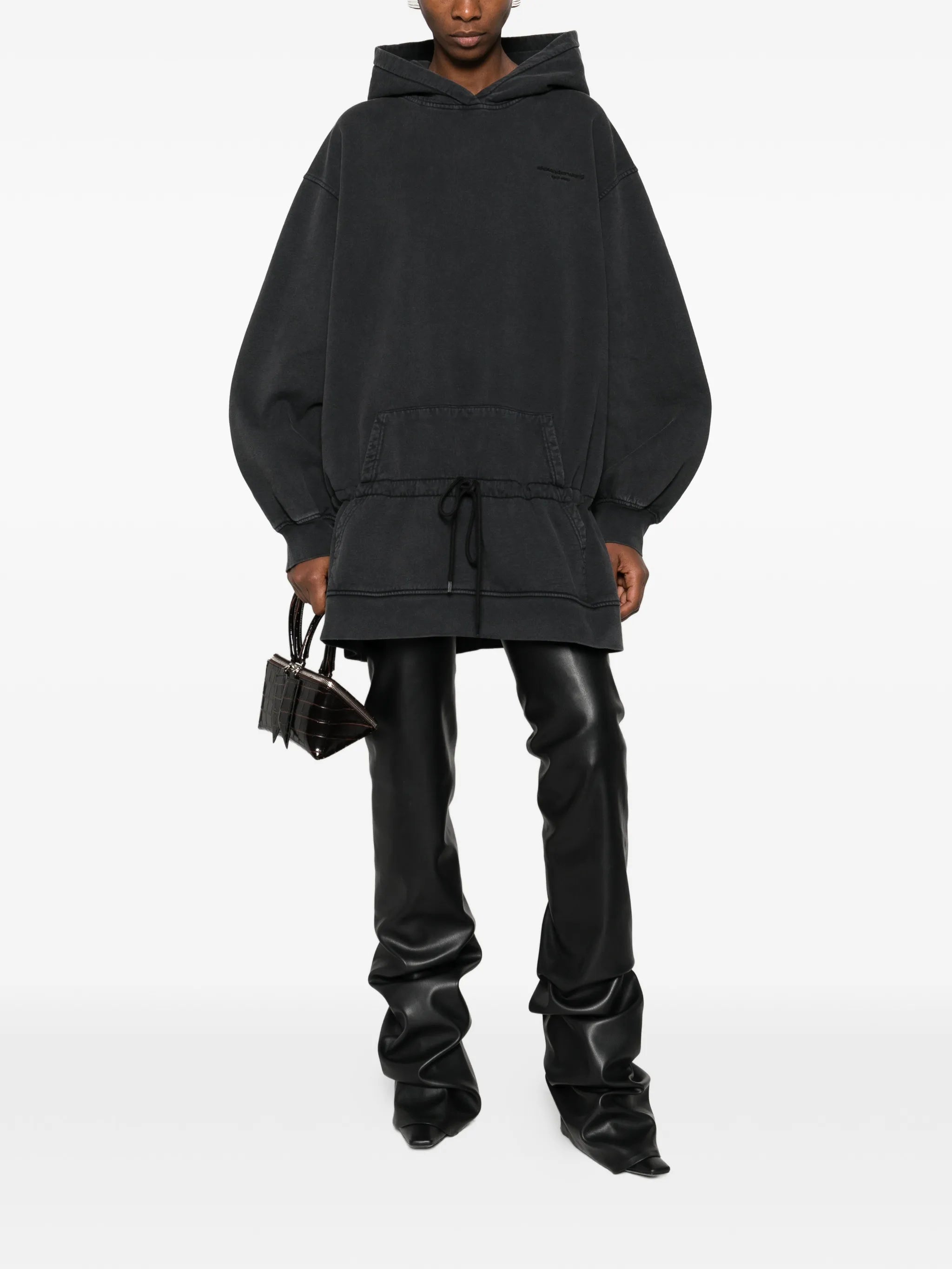 dropped-waist hoodie mini dress