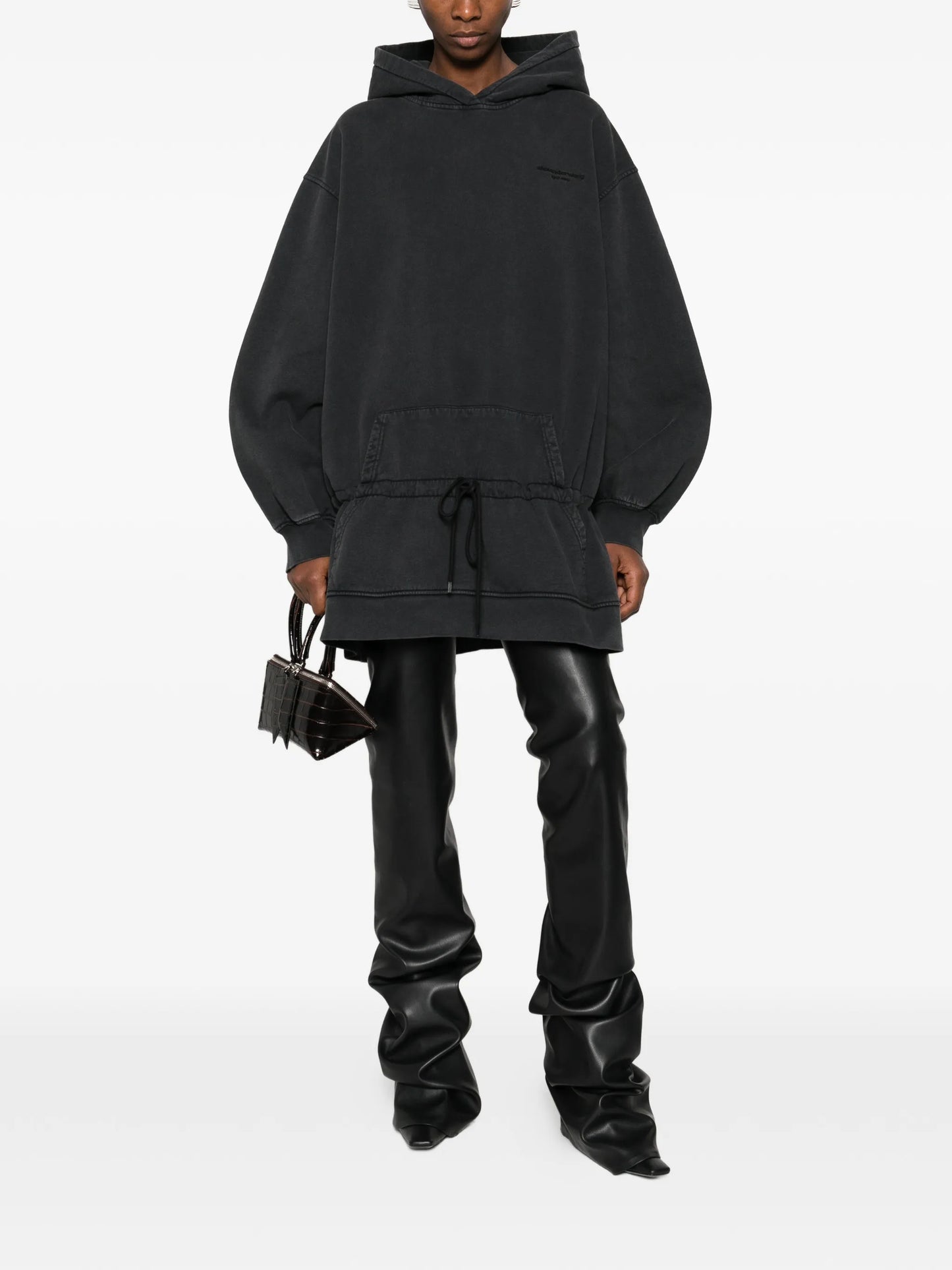 dropped-waist hoodie mini dress