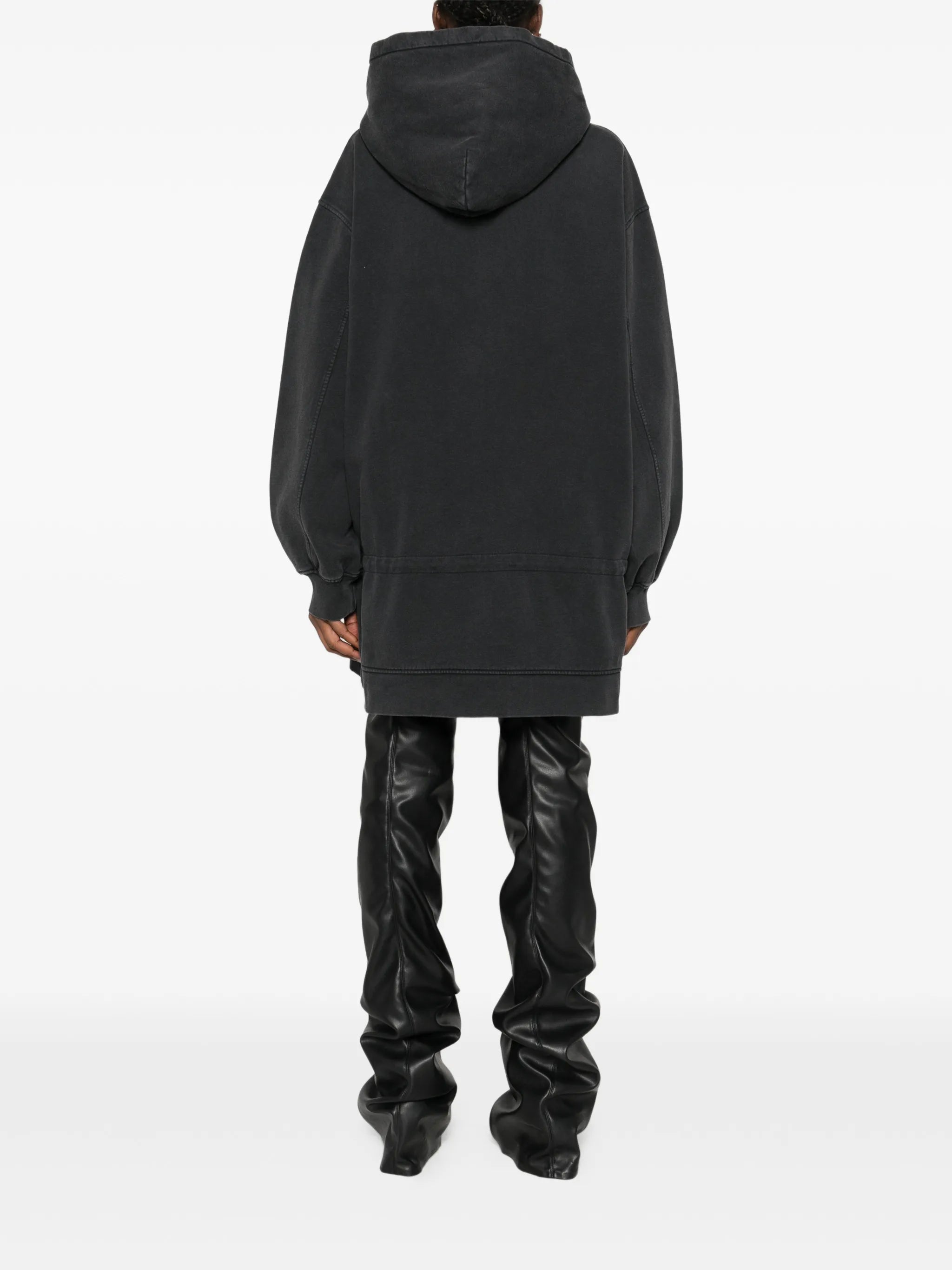 dropped-waist hoodie mini dress