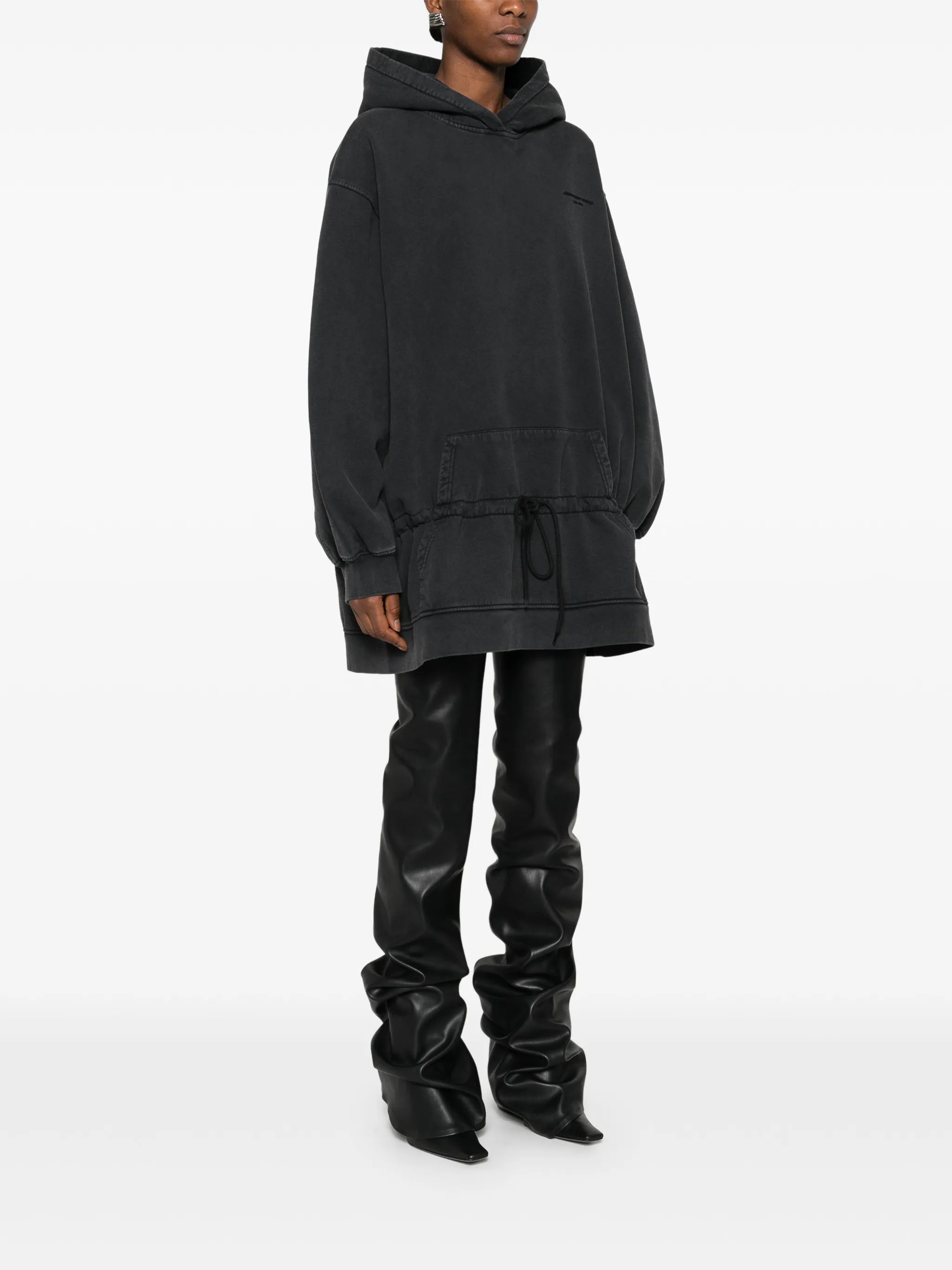 dropped-waist hoodie mini dress