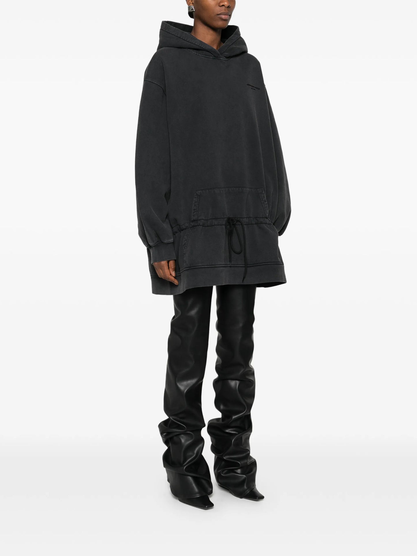 dropped-waist hoodie mini dress