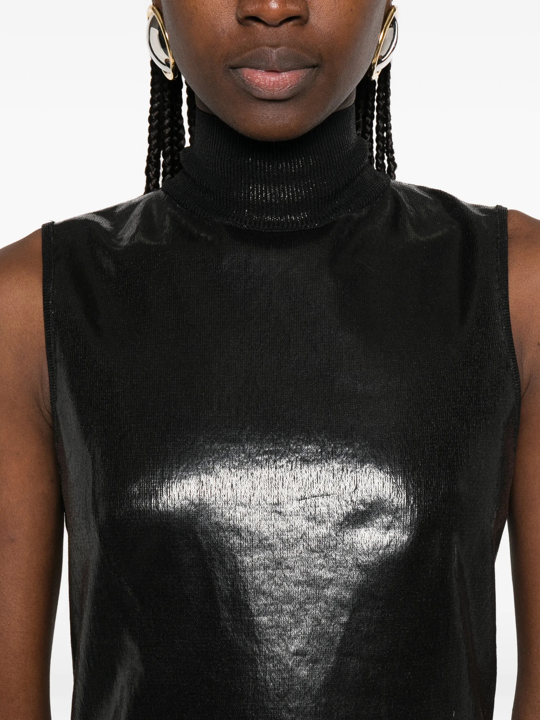 turtleneck sleeveless maxi dress