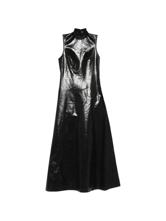 turtleneck sleeveless maxi dress