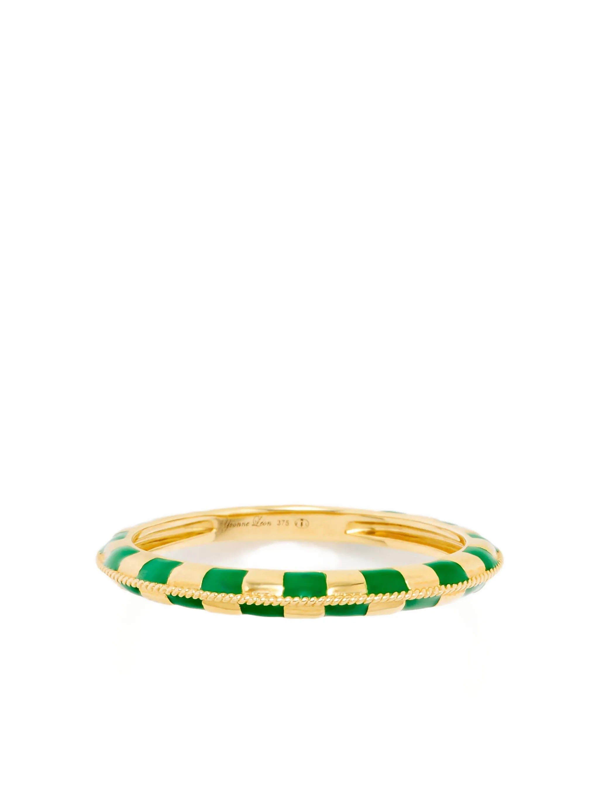 9CT yellow gold check-pattern ring