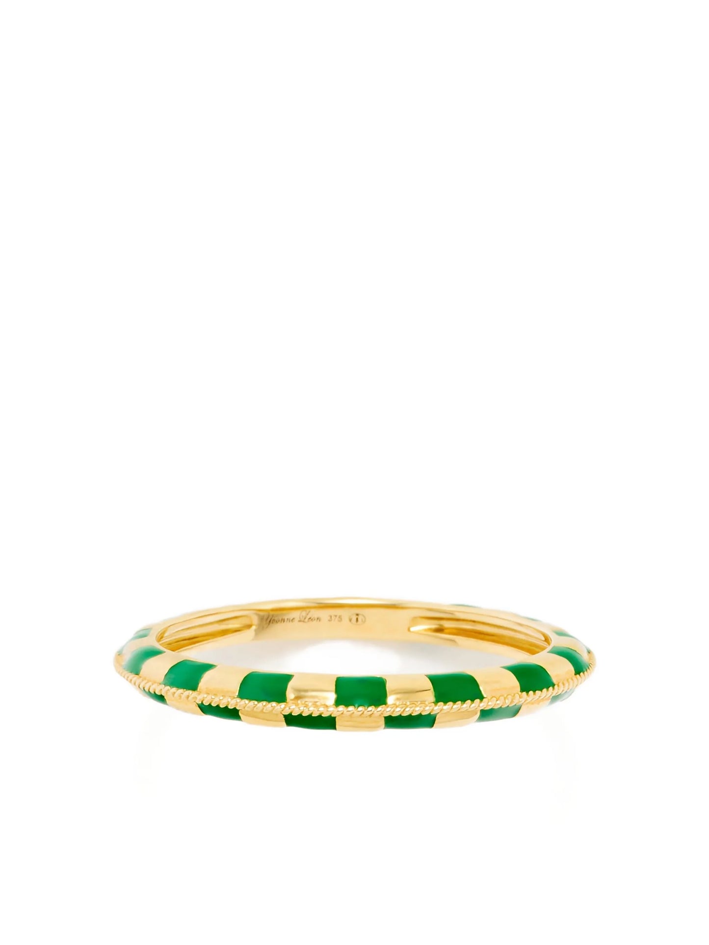 9CT yellow gold check-pattern ring