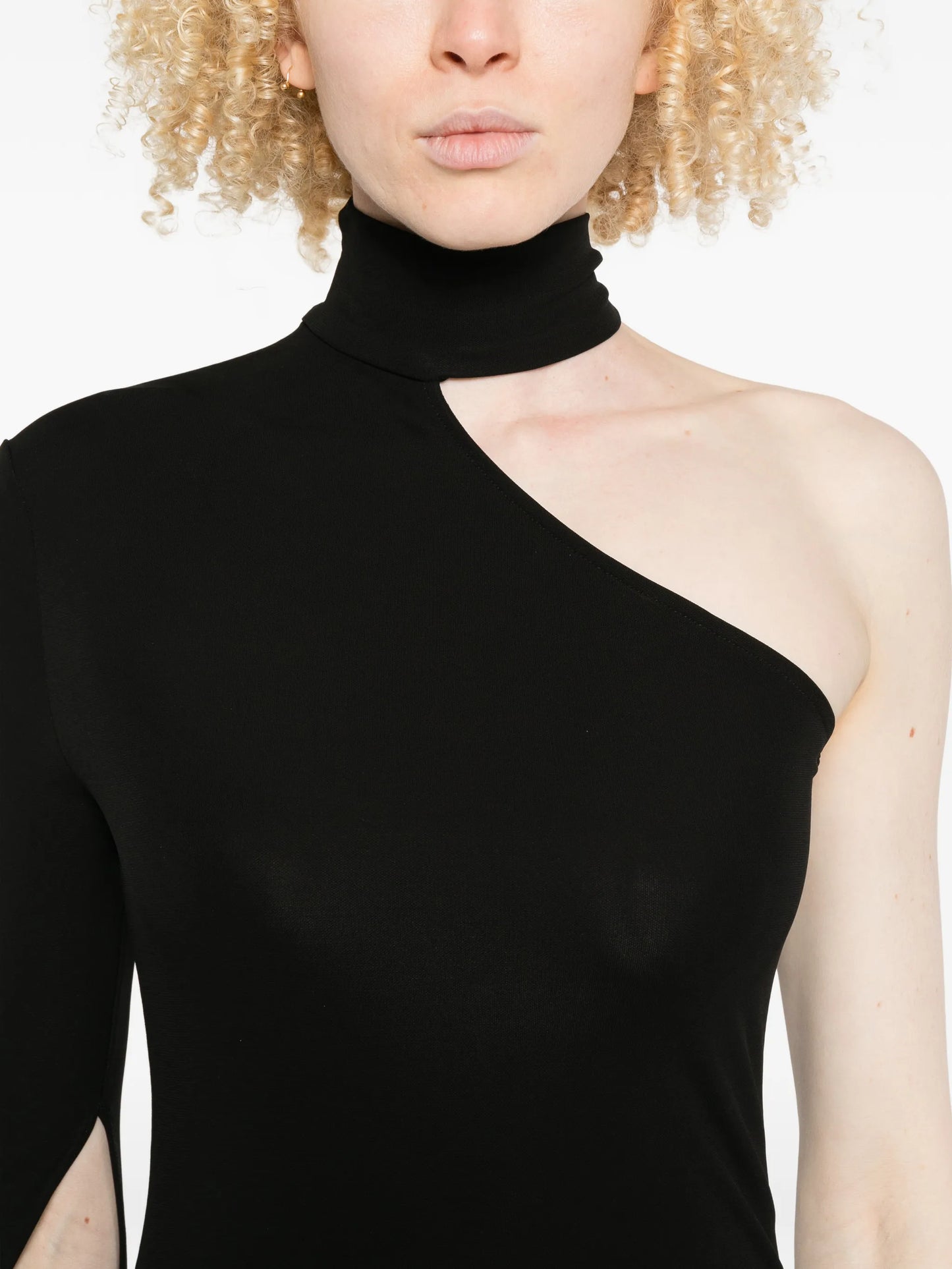 asymmetric draped midi dress