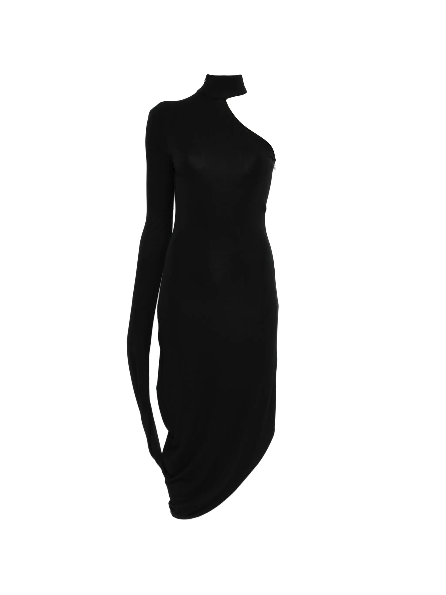 asymmetric draped midi dress