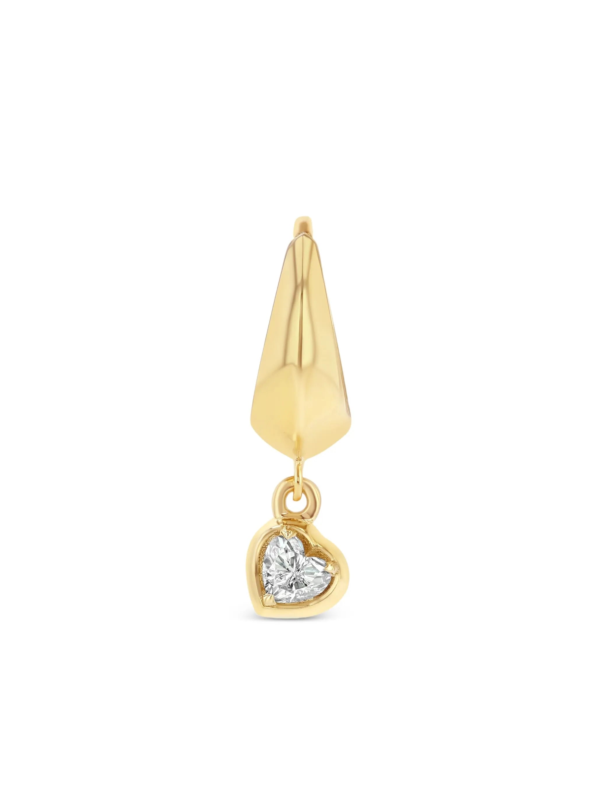 lizzie crescent hoop w with heart single 18k YG