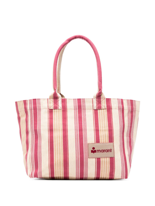 Yenky striped logo patch tote bag