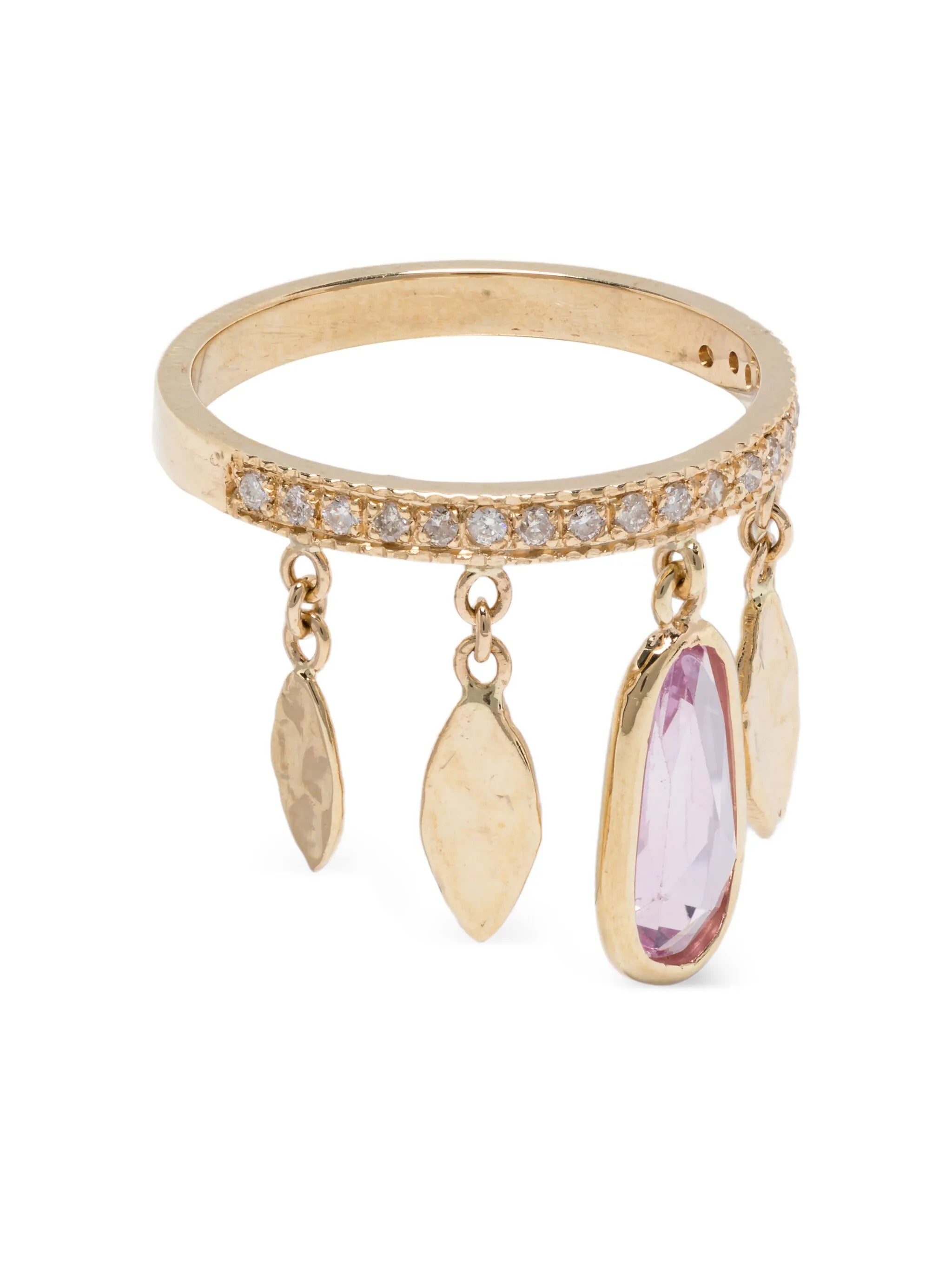 14CT yellow-gold pink sapphire ring