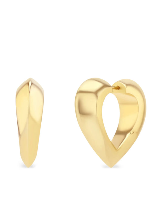 18CT yellow gold Heart Huggie earrings