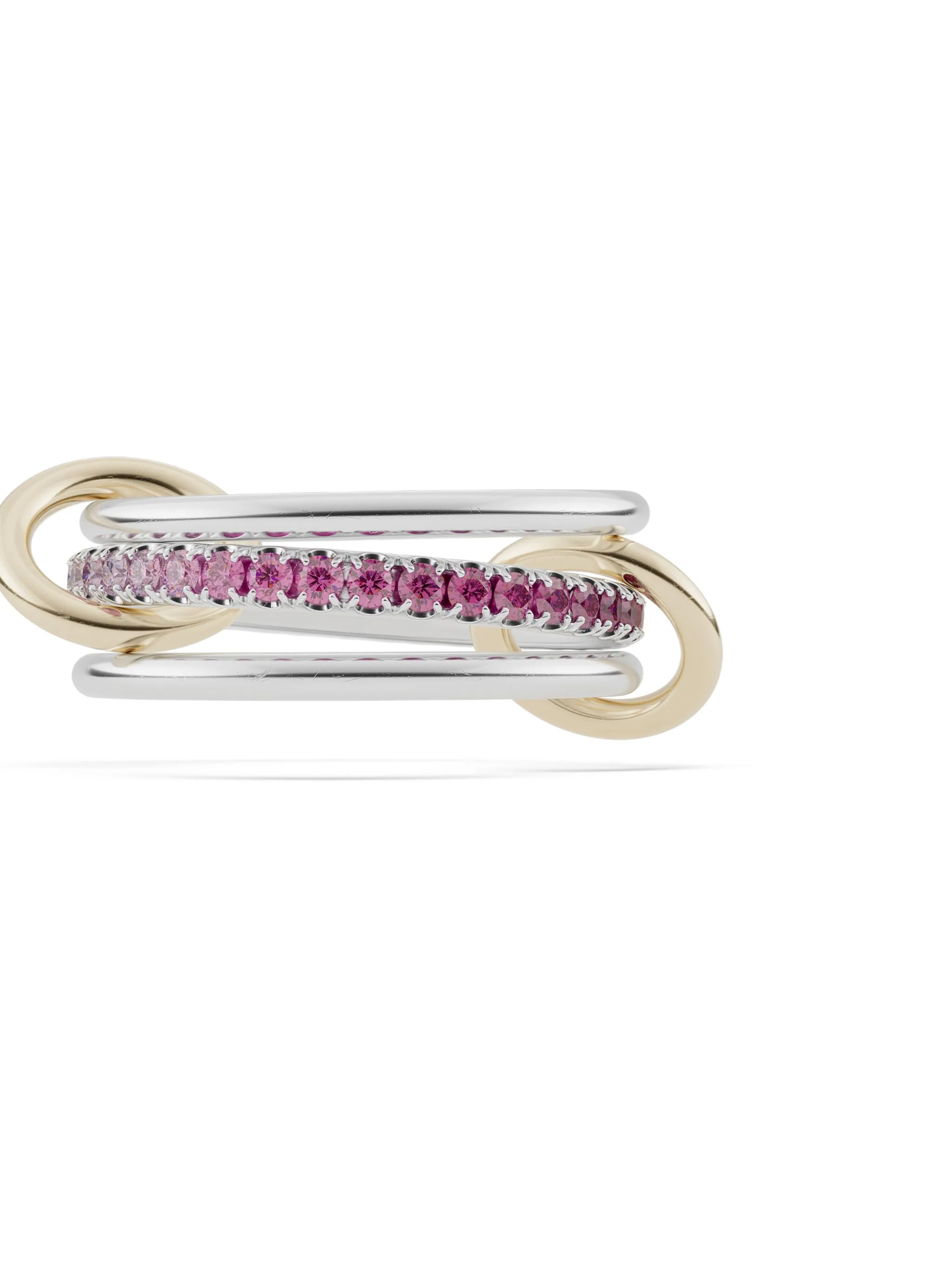 18K yellow gold Pink Sapphire Interlocking ring