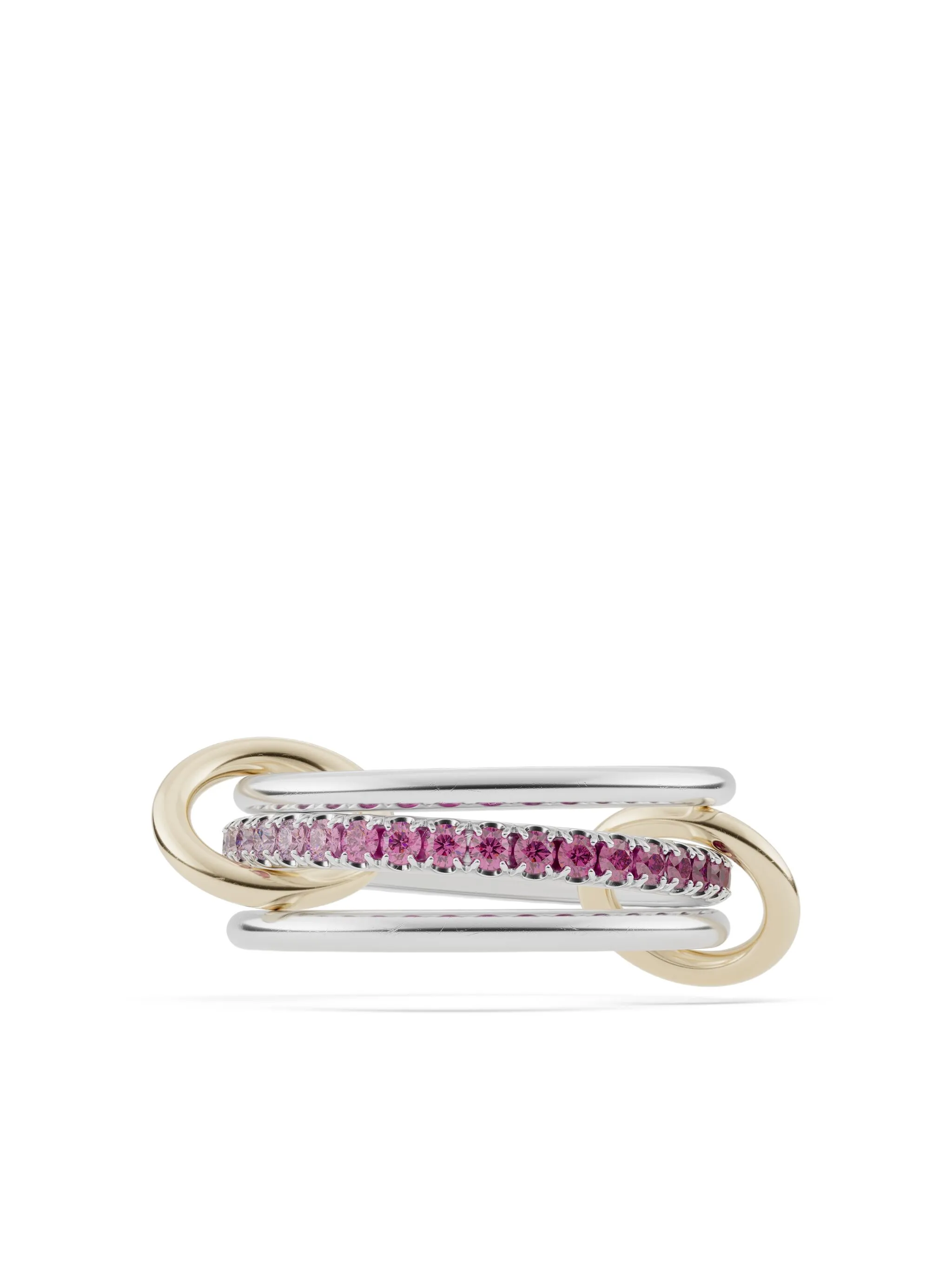 18K yellow gold Pink Sapphire Interlocking ring