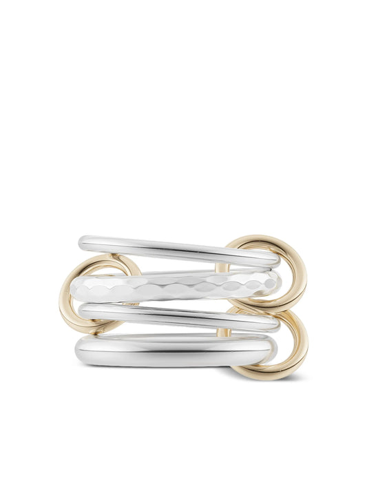 18CT yellow gold Hammered Silver ring