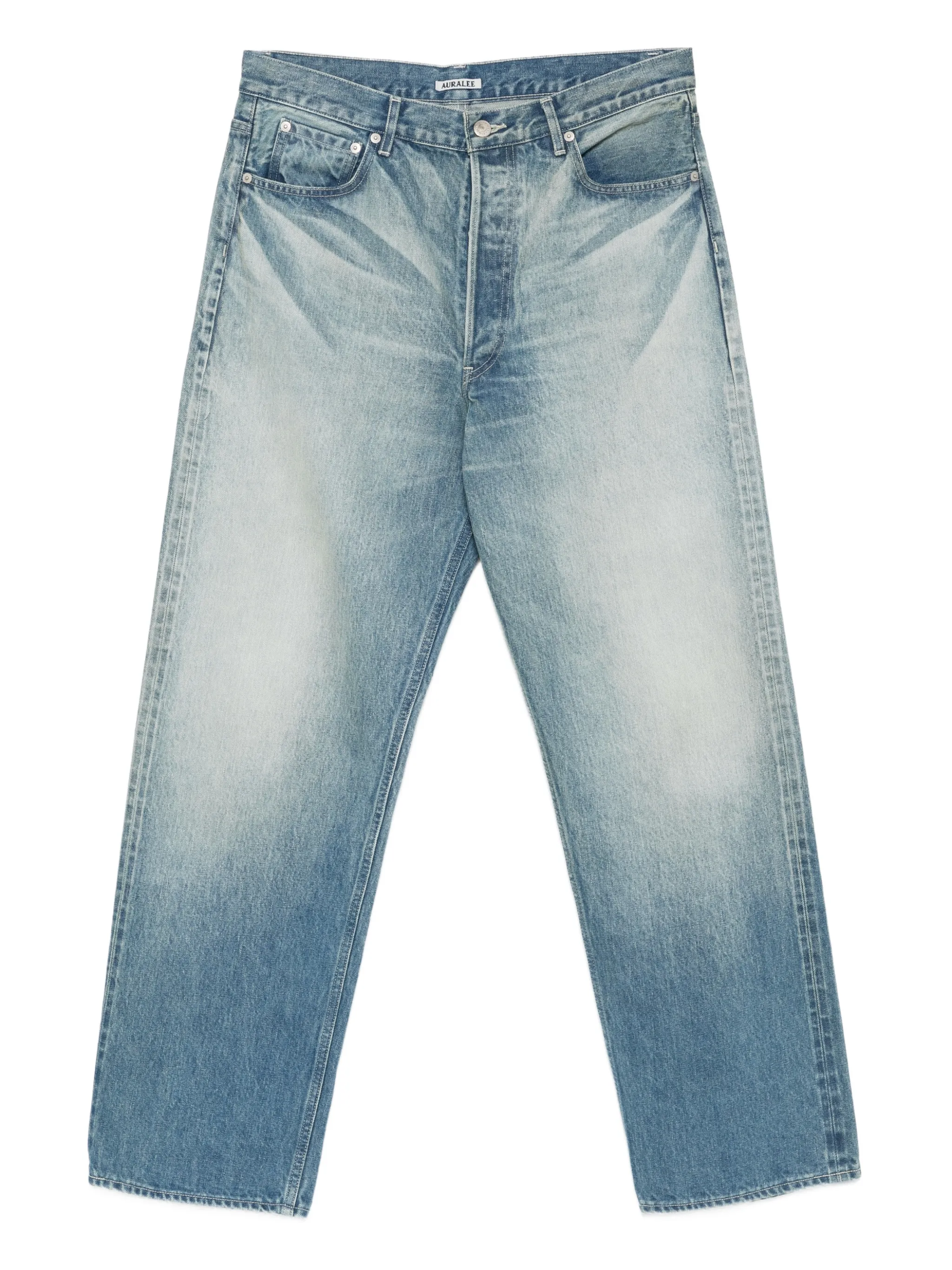 selvedge faded-wash jeans