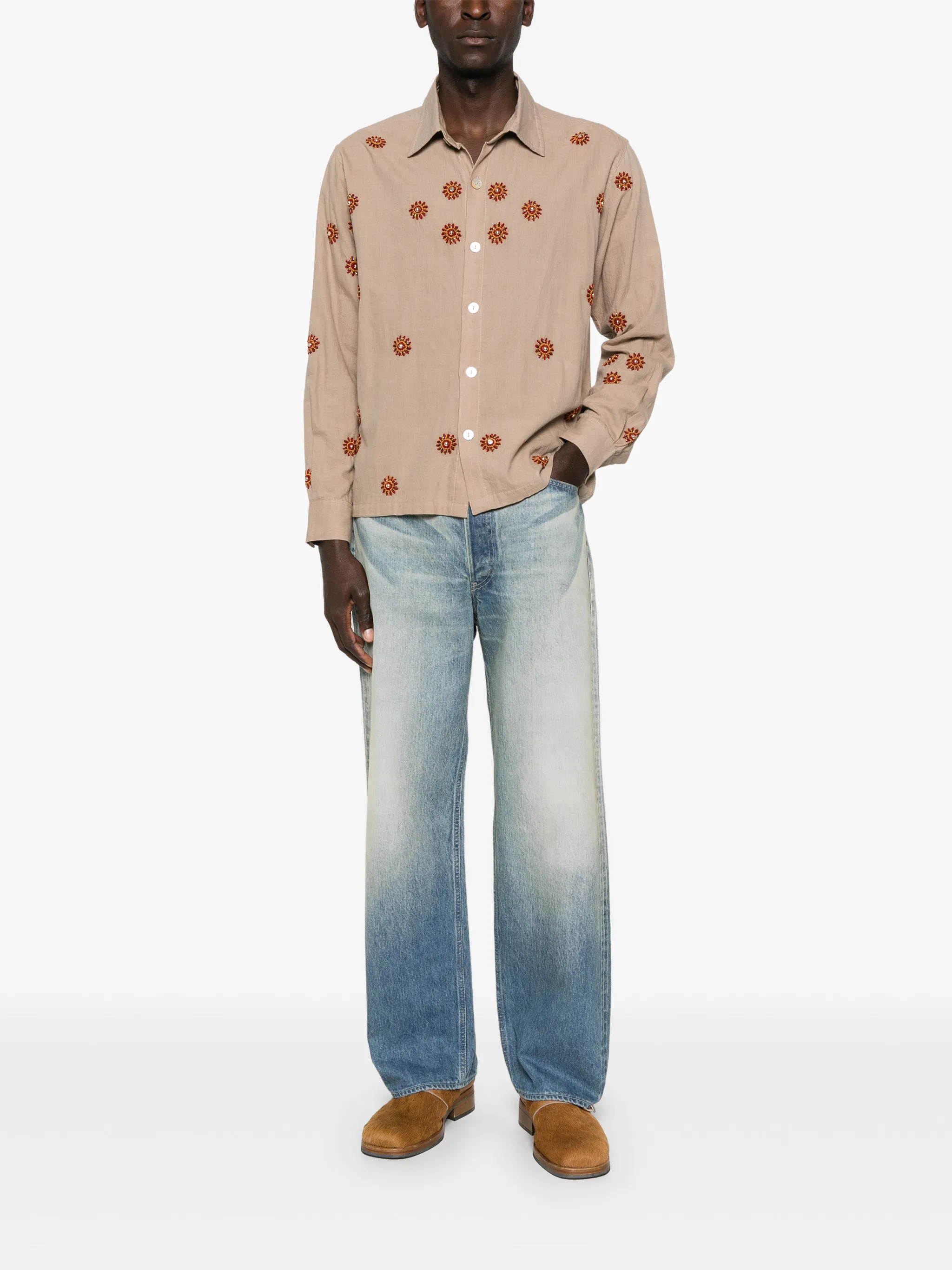 selvedge faded-wash jeans
