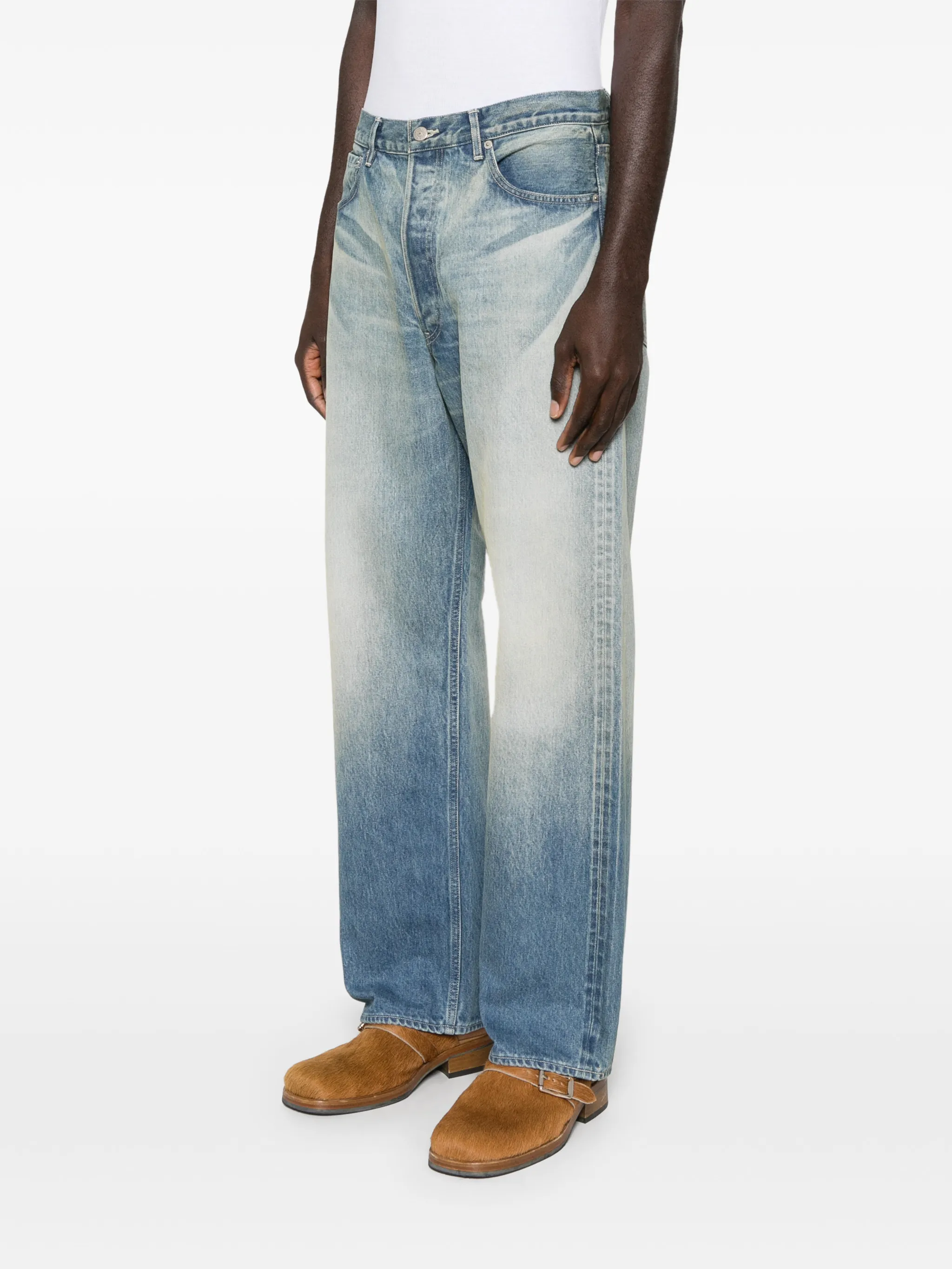 selvedge faded-wash jeans