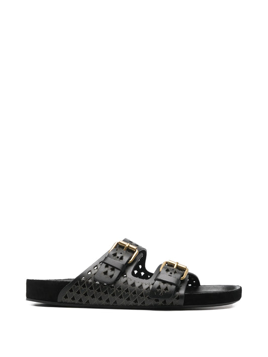 Lennyo cutout buckle flat sandals