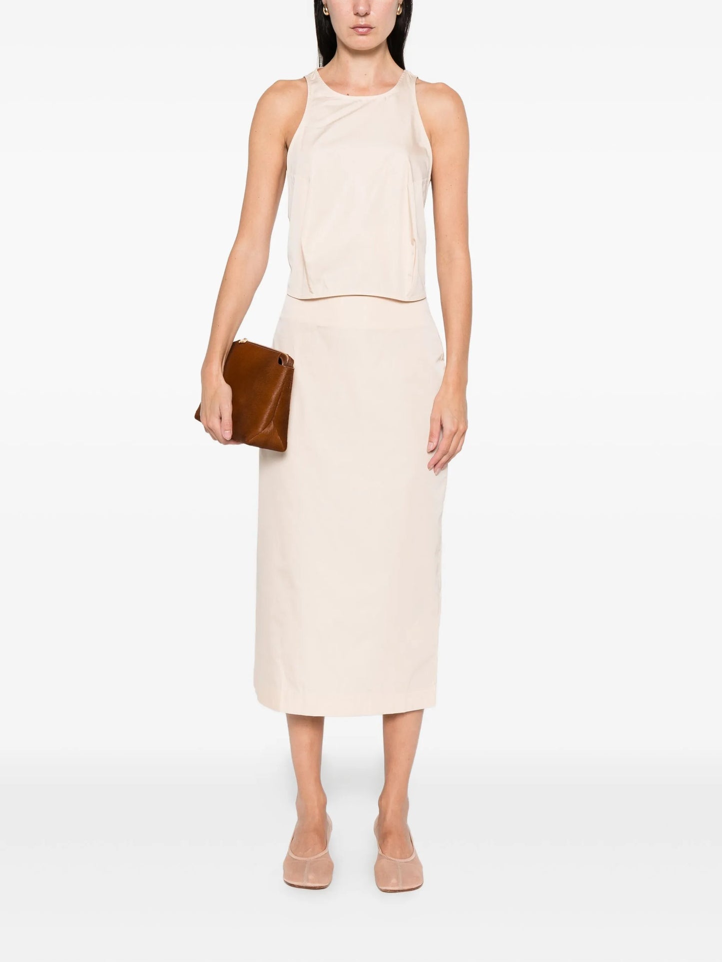 rear-slit midi skirt