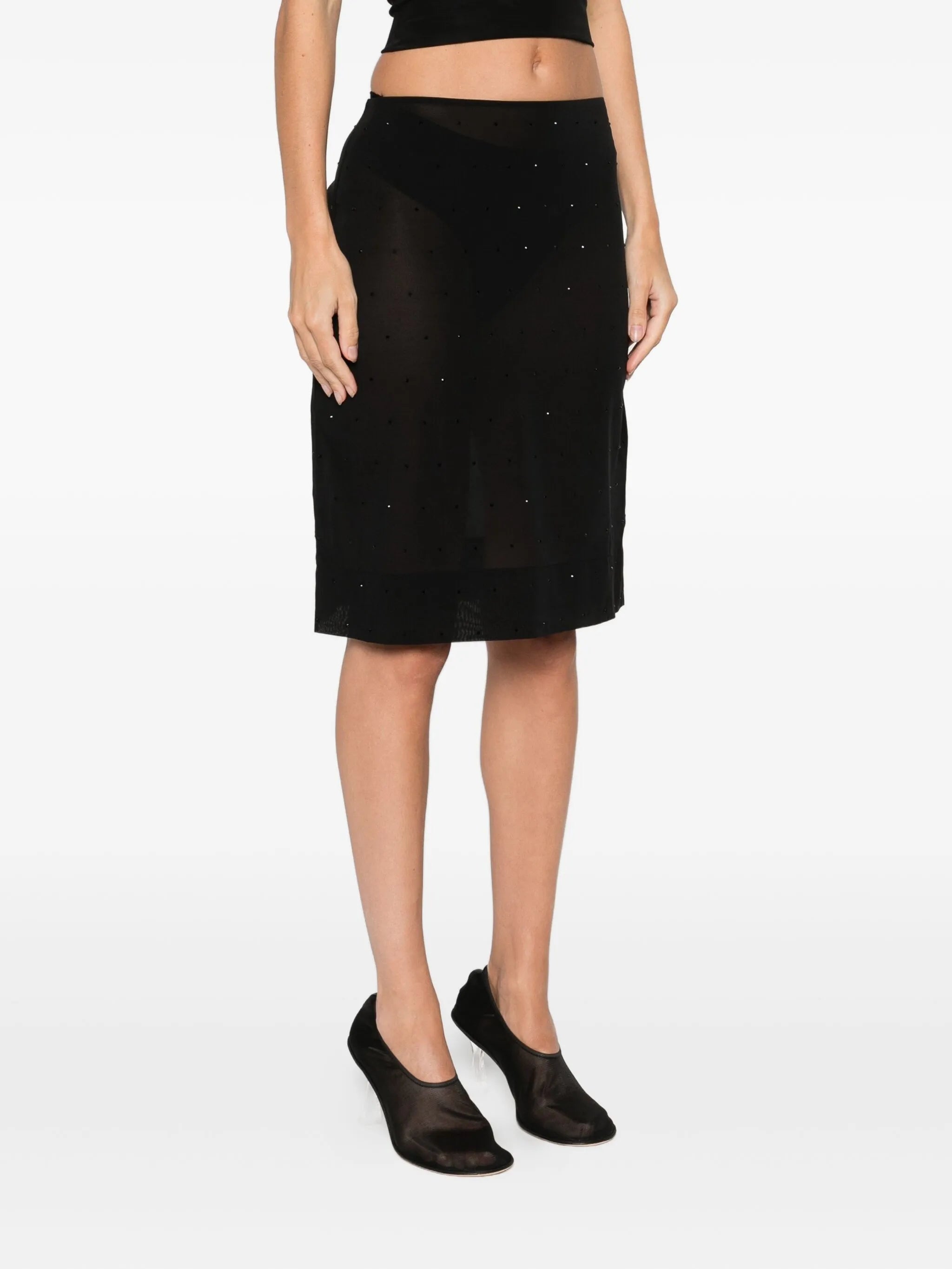 glass beaded midi skirt