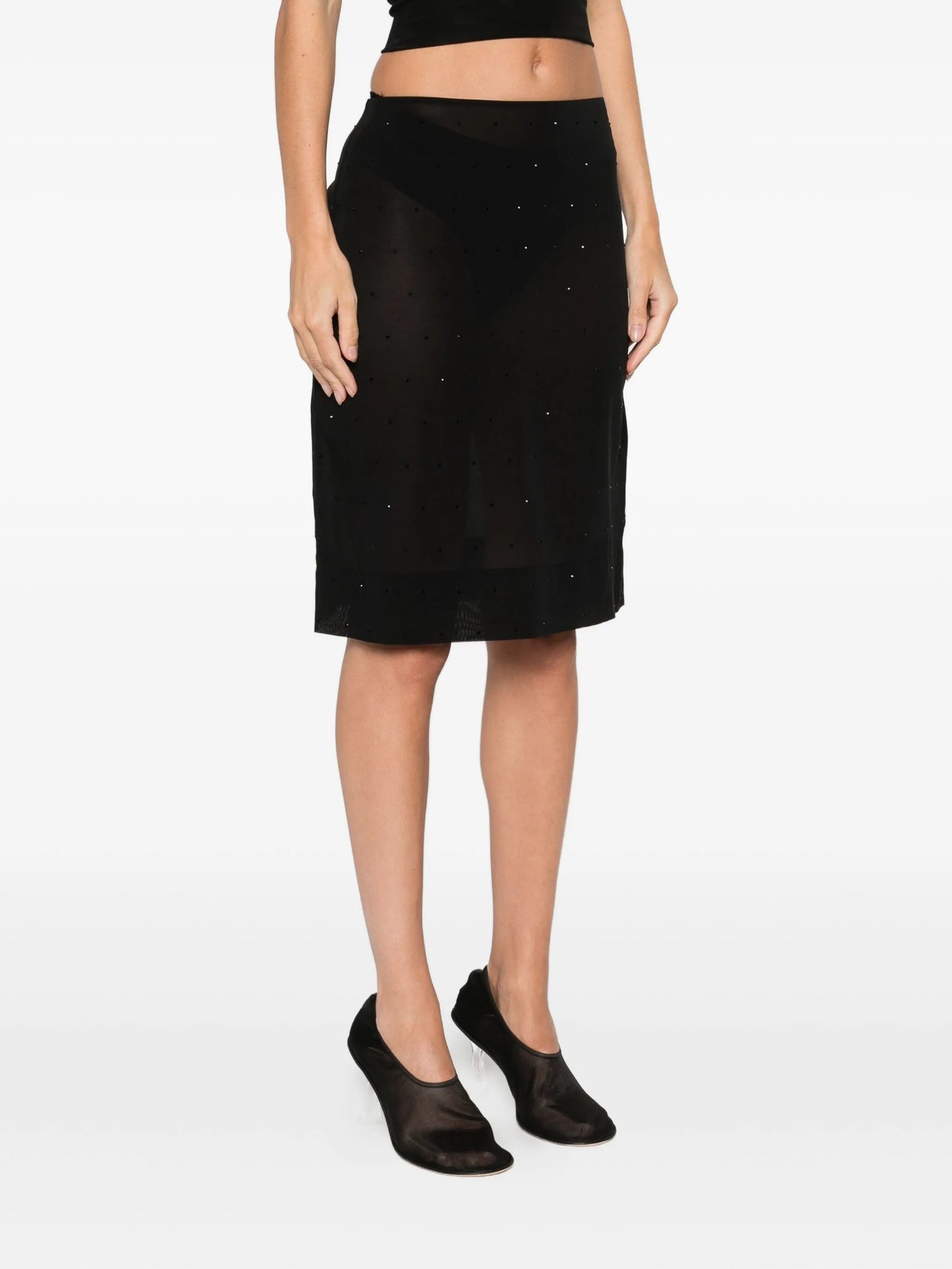 glass beaded midi skirt
