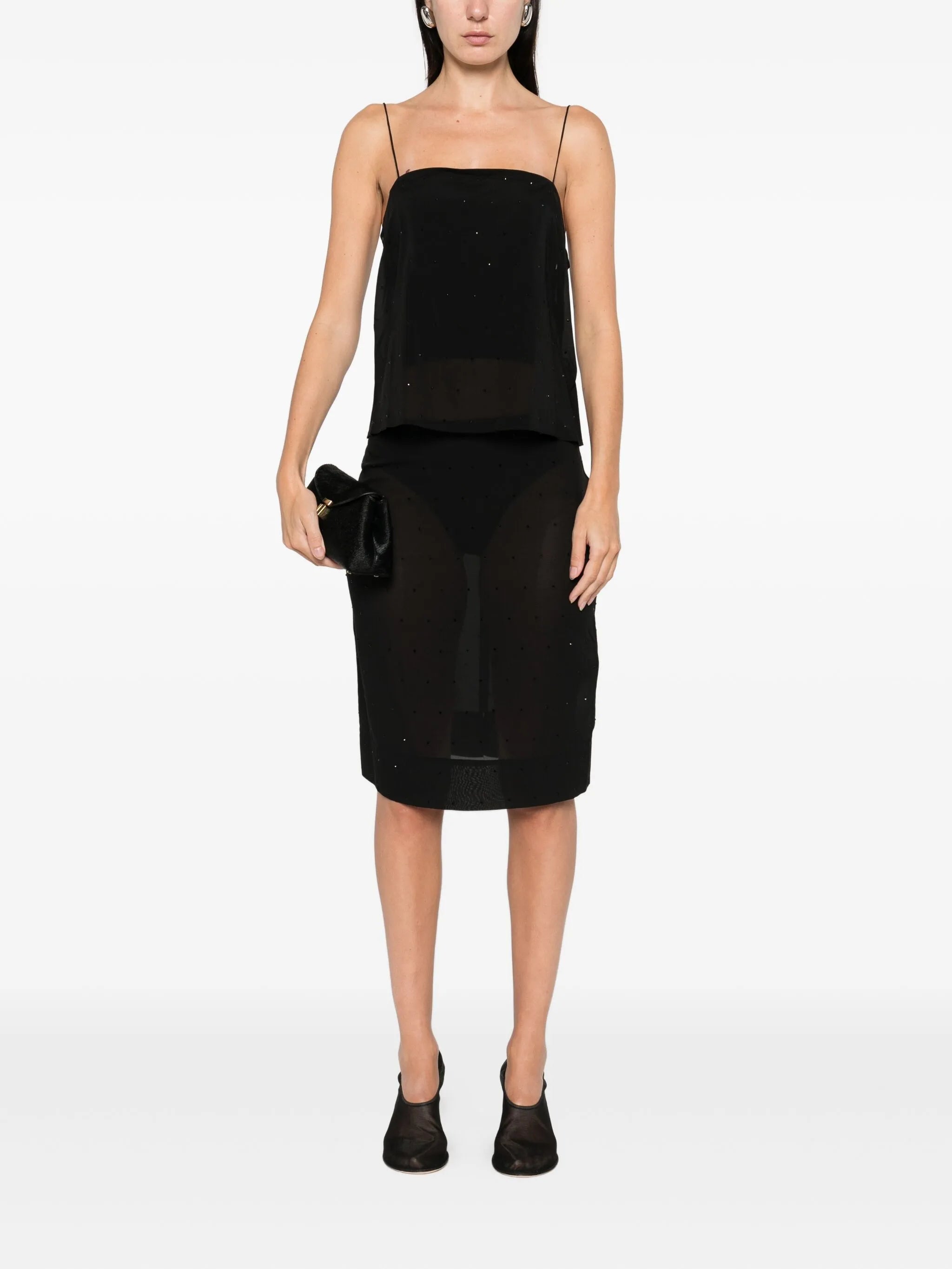 glass beaded midi skirt
