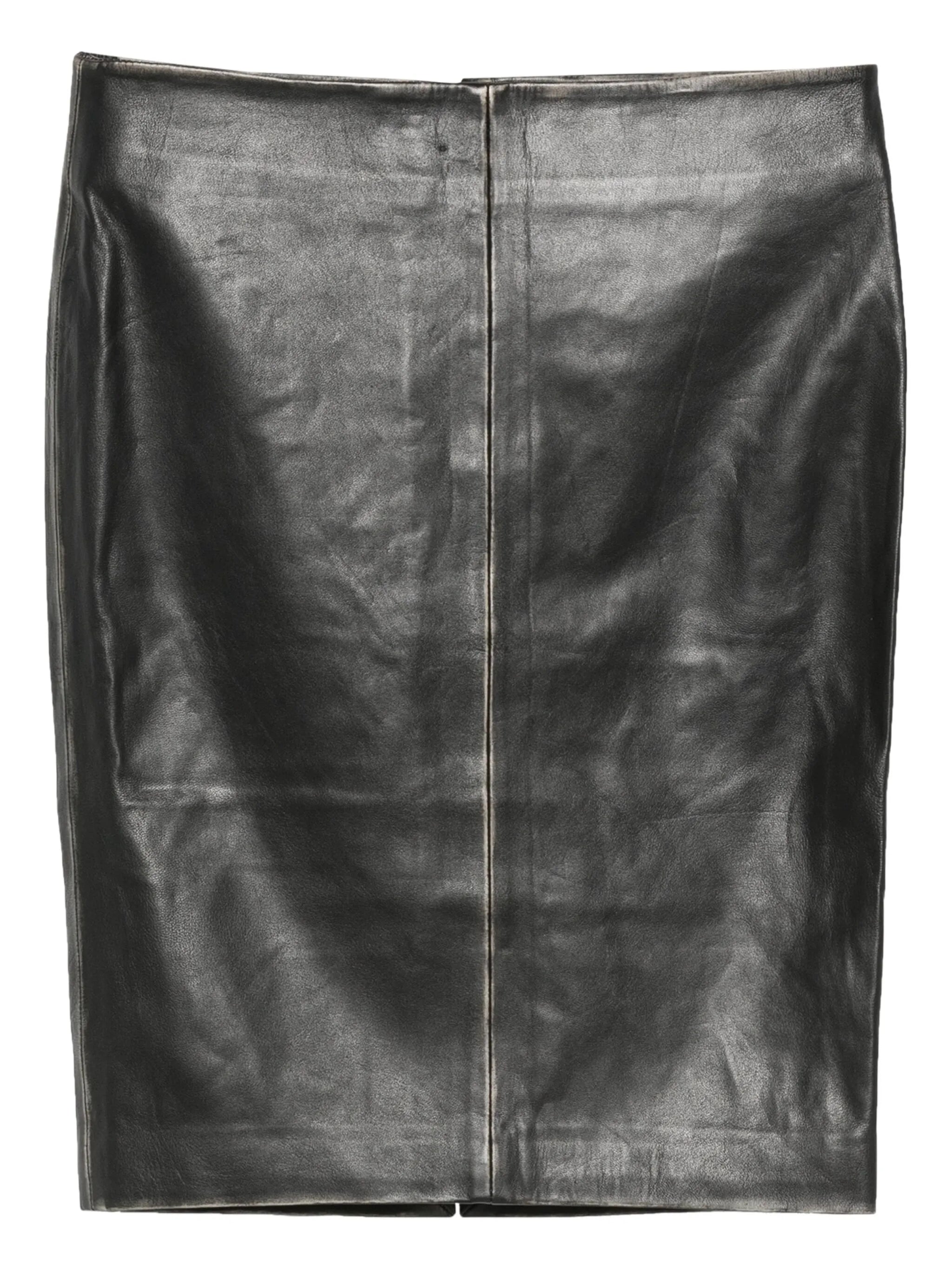 leather pencil midi skirt