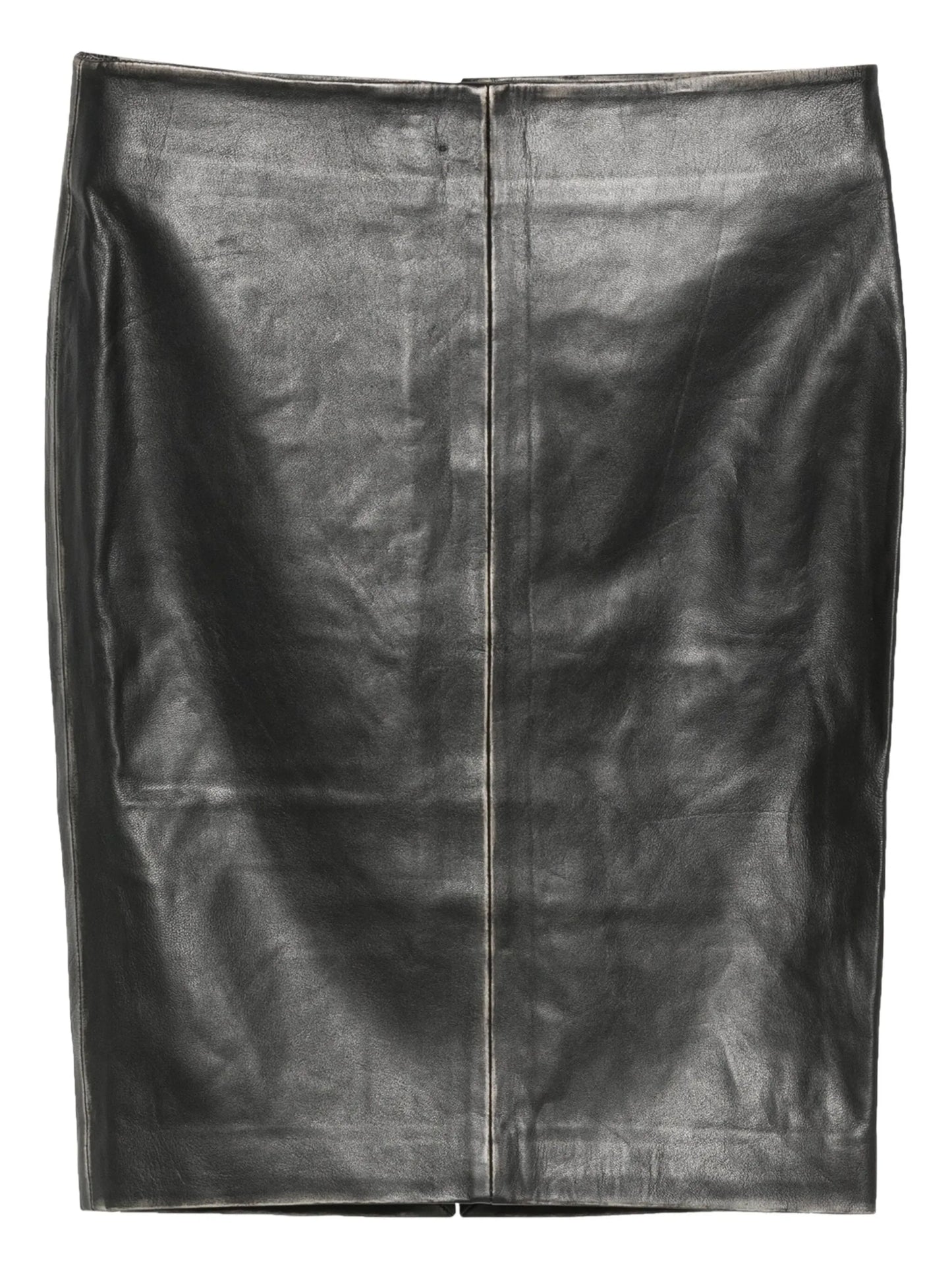 leather pencil midi skirt