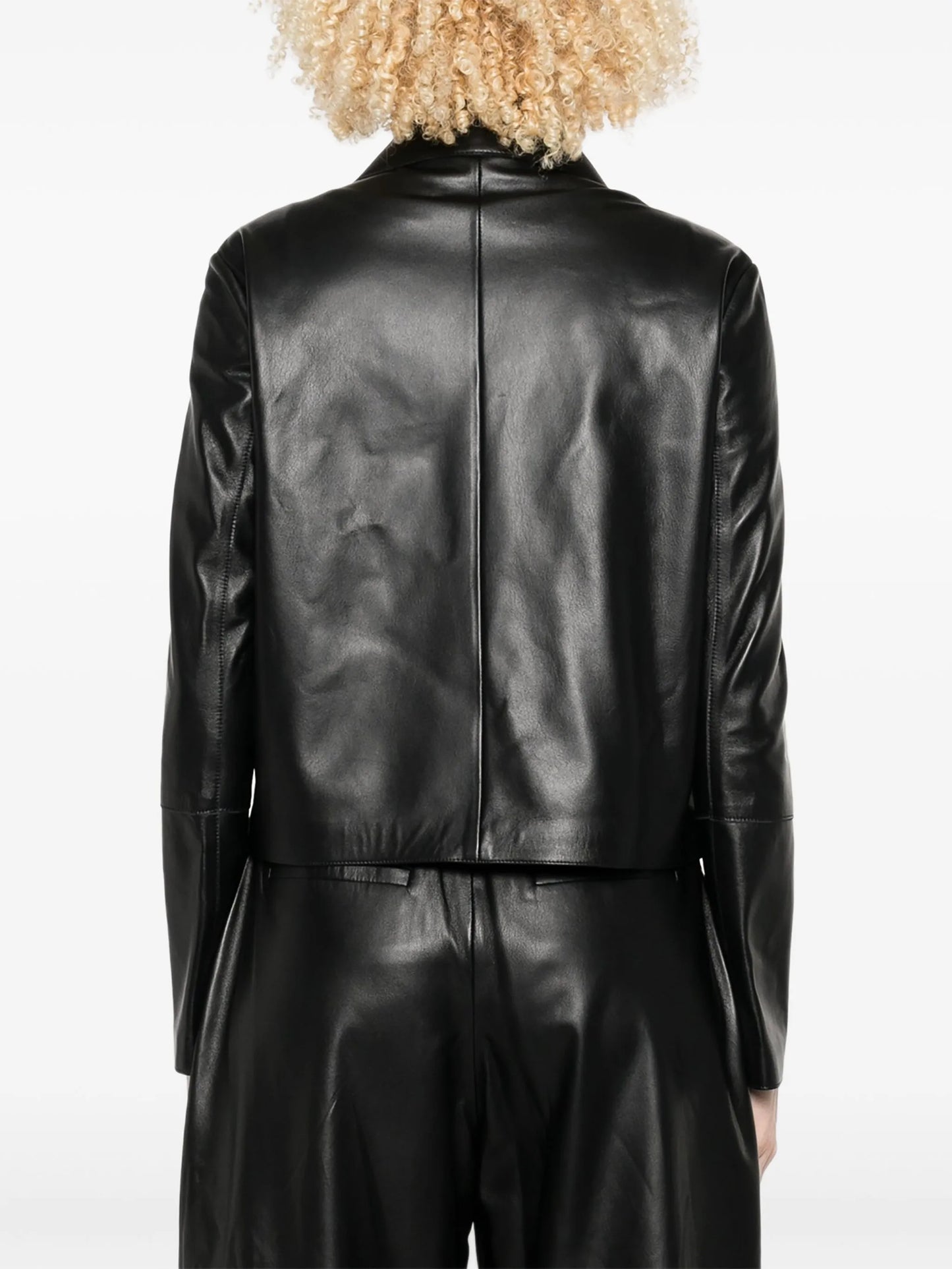Emy button-patch leather jacket