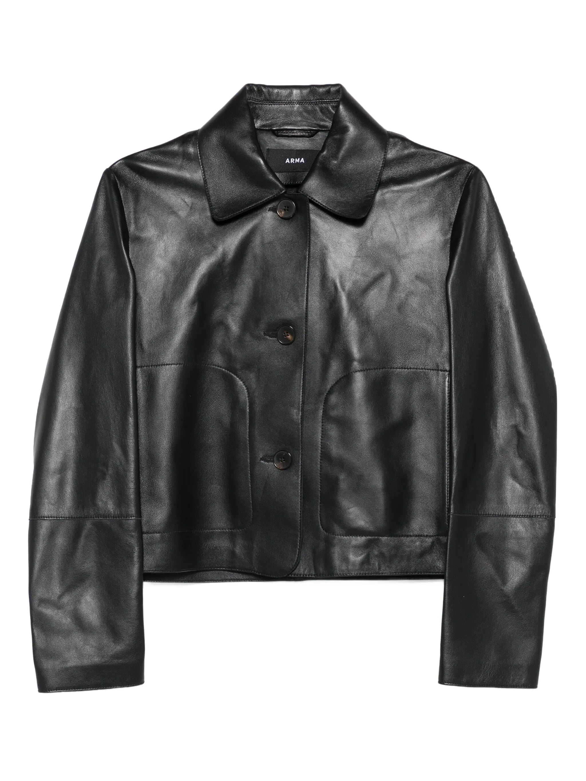 Emy button-patch leather jacket