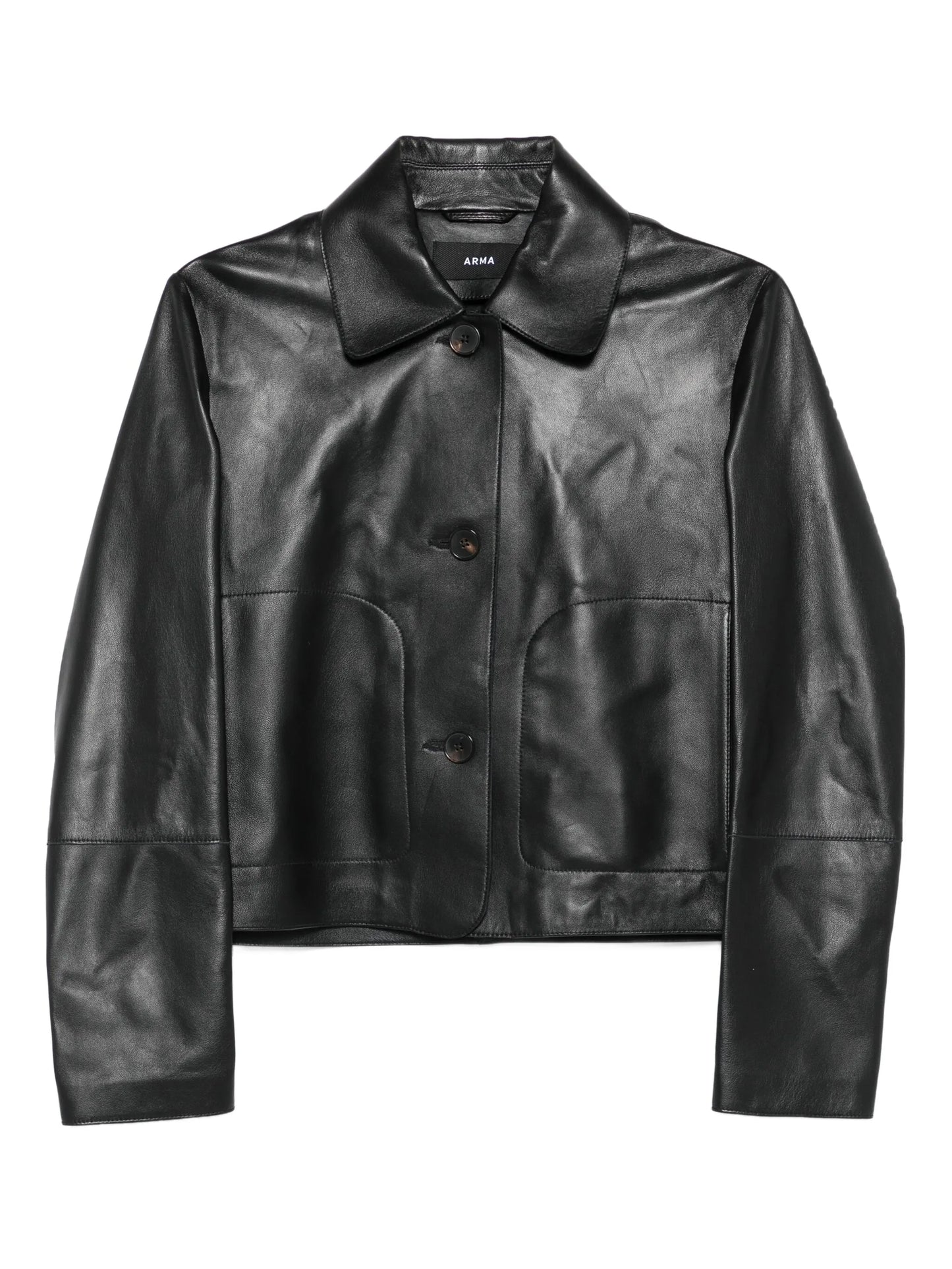 Emy button-patch leather jacket